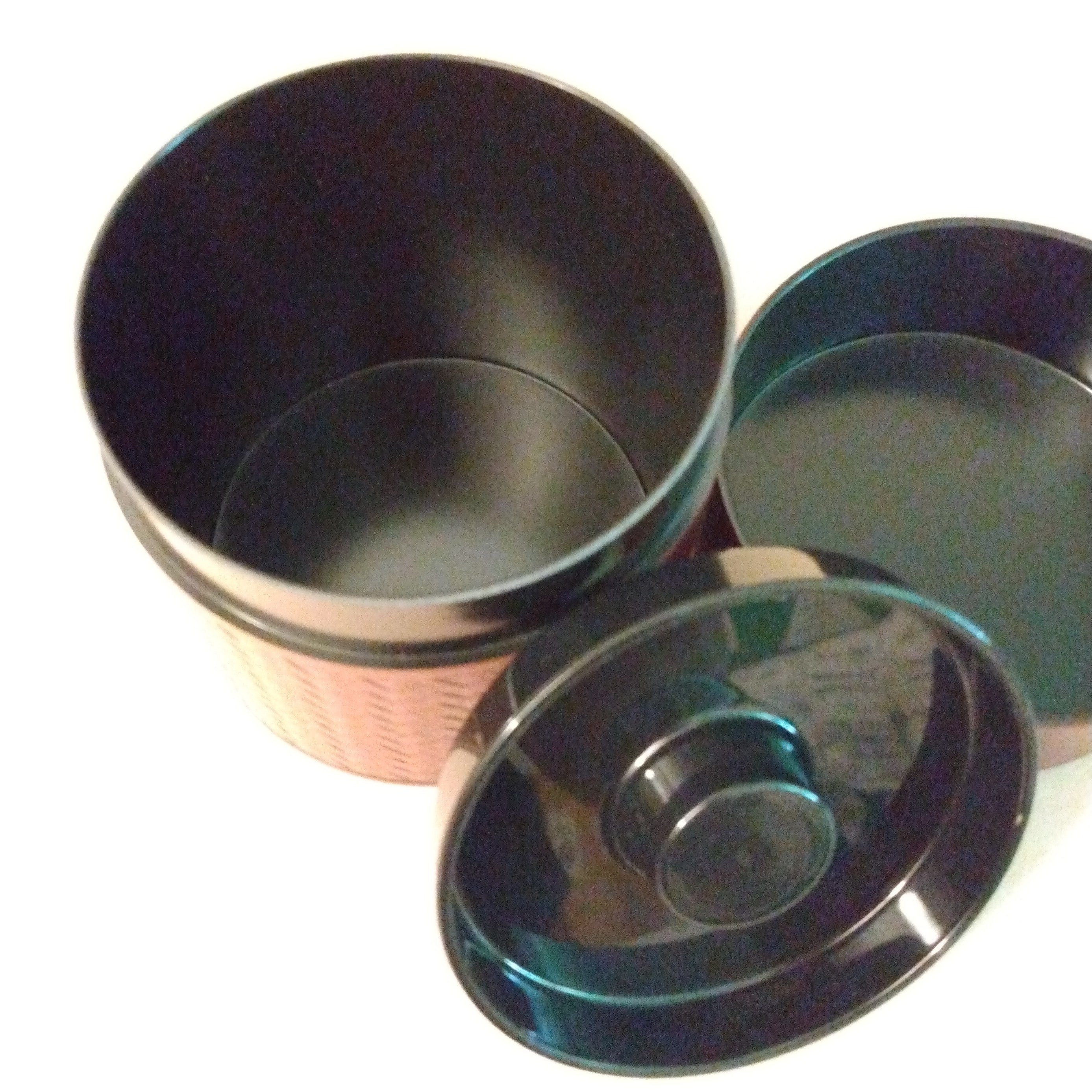 Chazutsu, Tea Canister, holds 100 grams of tea, Plastic in "Ajiro" (basketry) Pattern