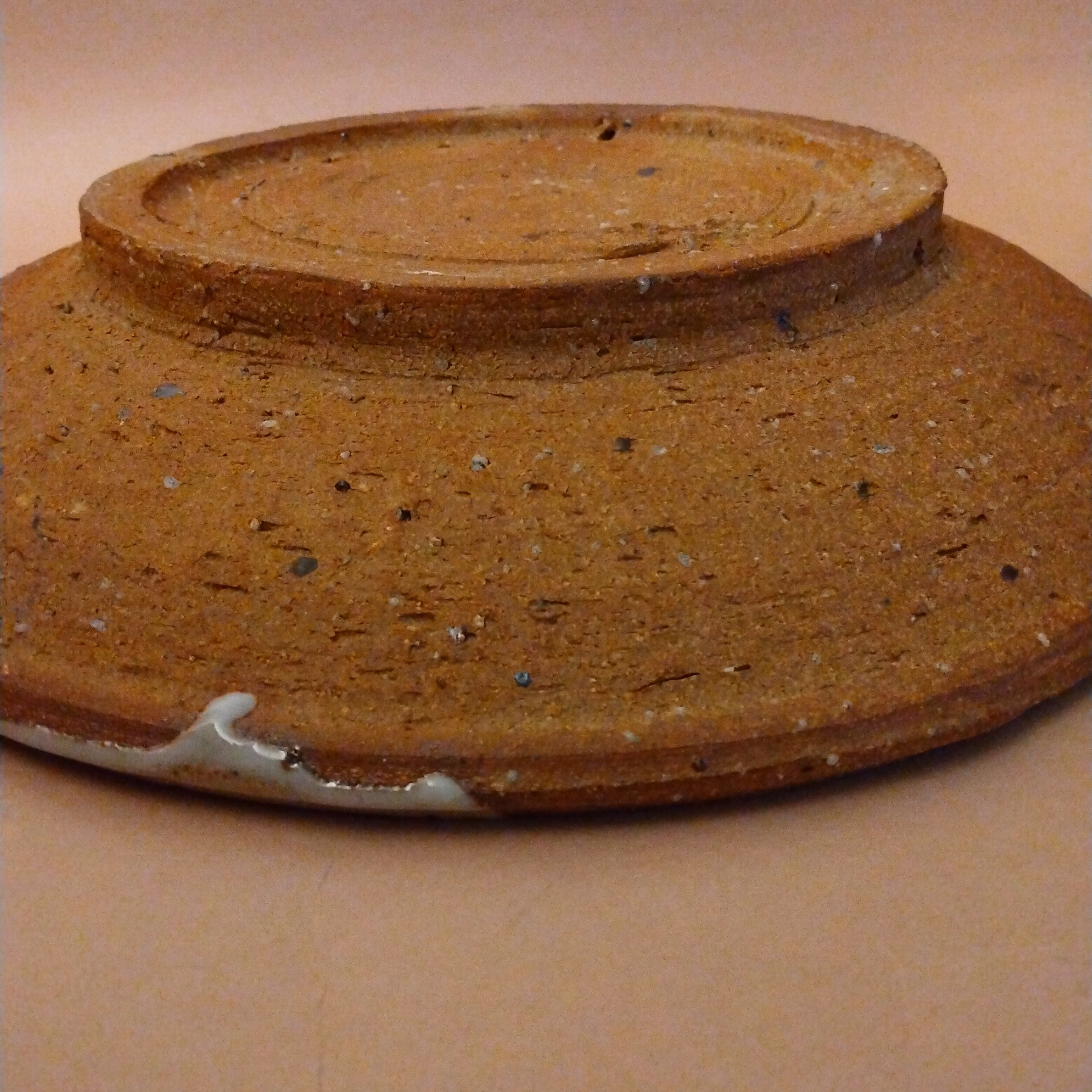 Wood-fired Plate with Shino Glaze Ladle Splashes, by George Gledhill