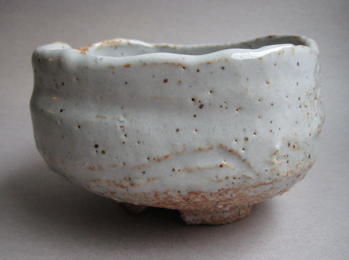 Shino Glaze Square Tea Bowl with Split Foot, Matcha Chawan, by George Gledhill