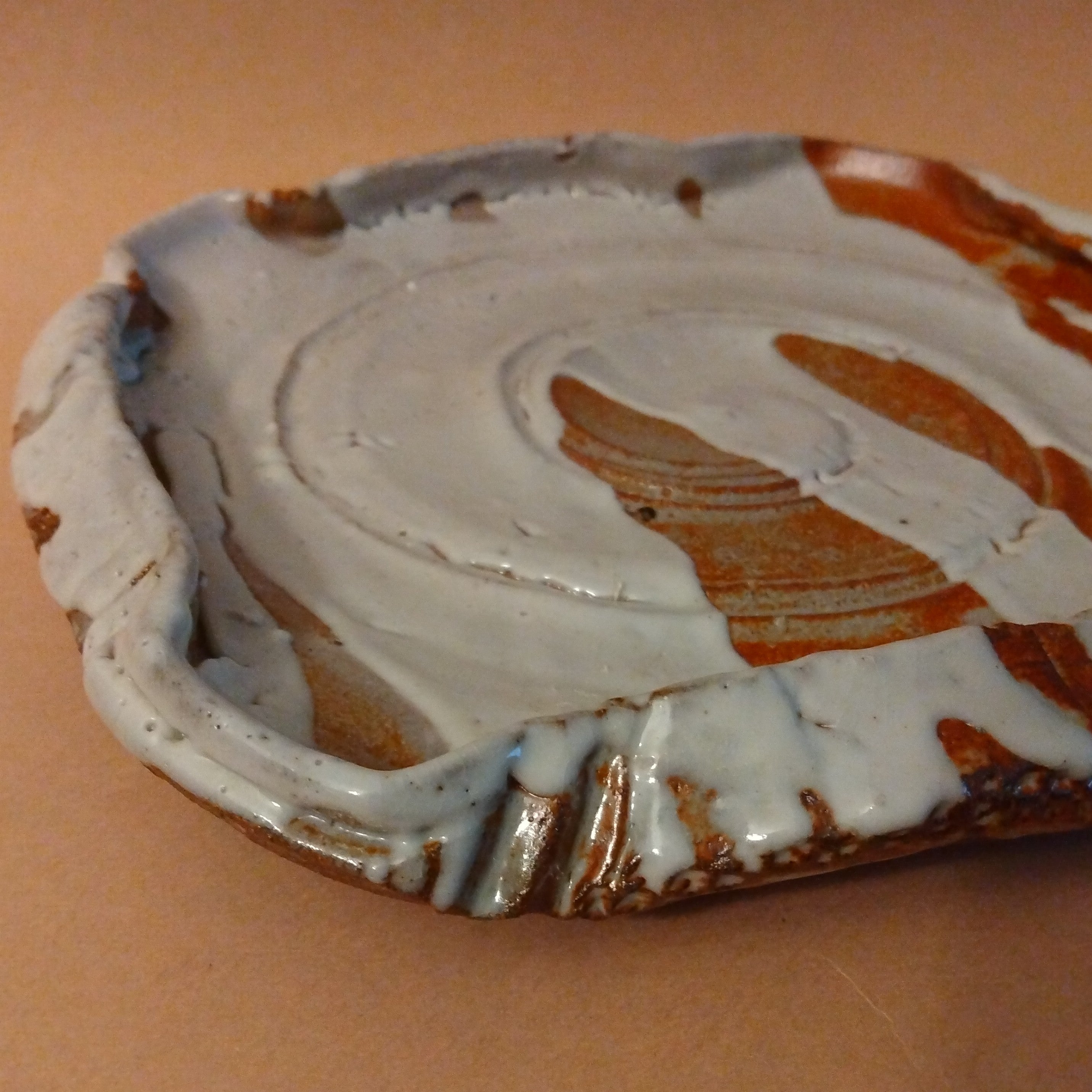 Shino-glazed Plate with Folded Rim, by George Gledhill