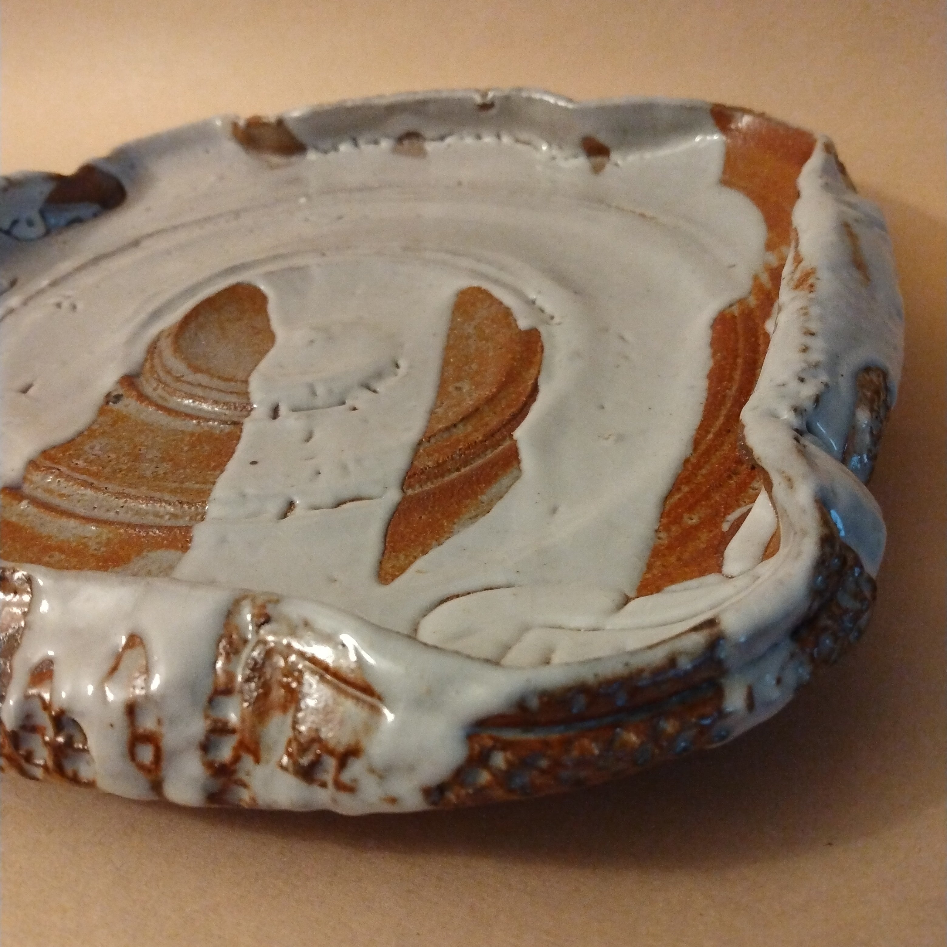 Shino-glazed Plate with Folded Rim, by George Gledhill