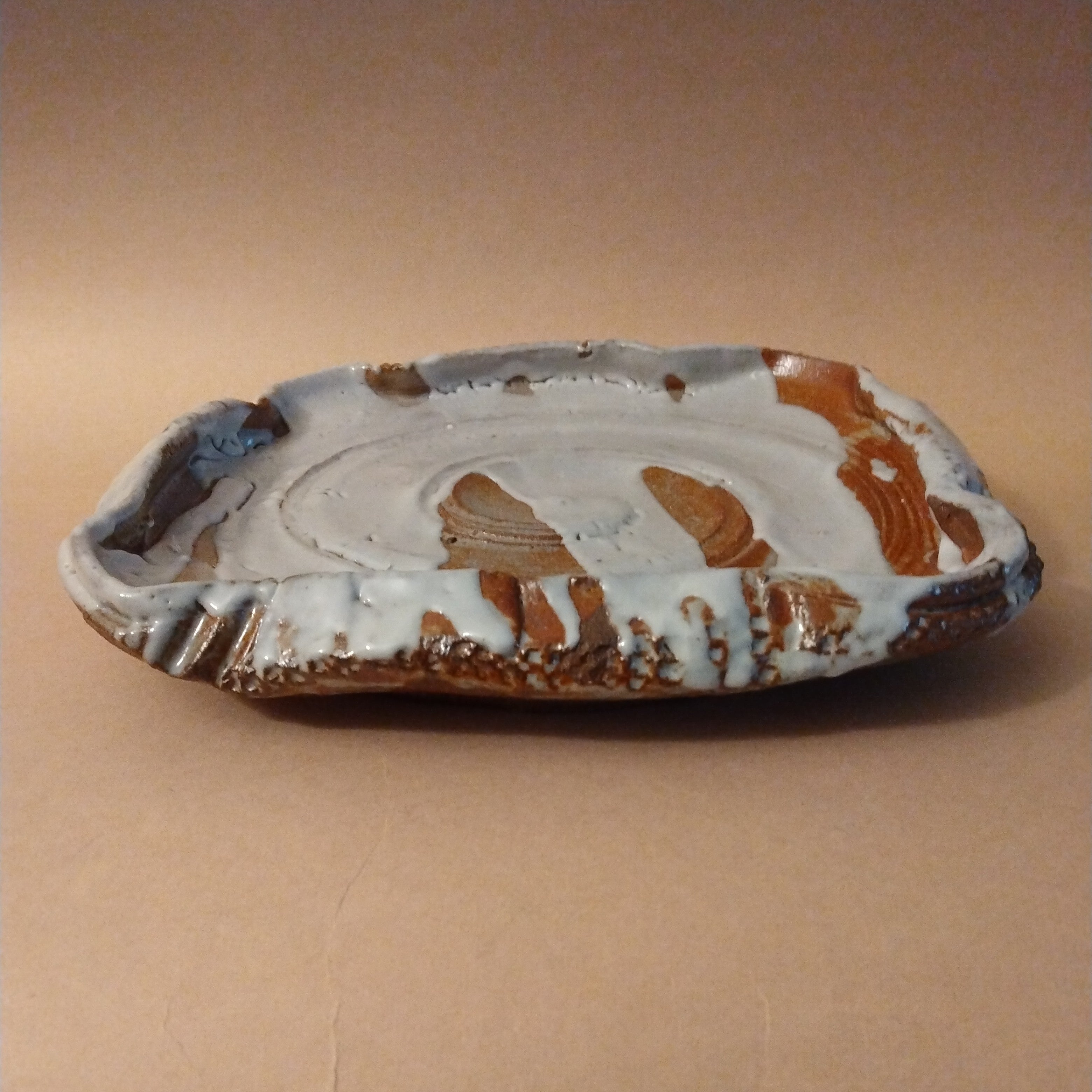 Shino-glazed Plate with Folded Rim, by George Gledhill
