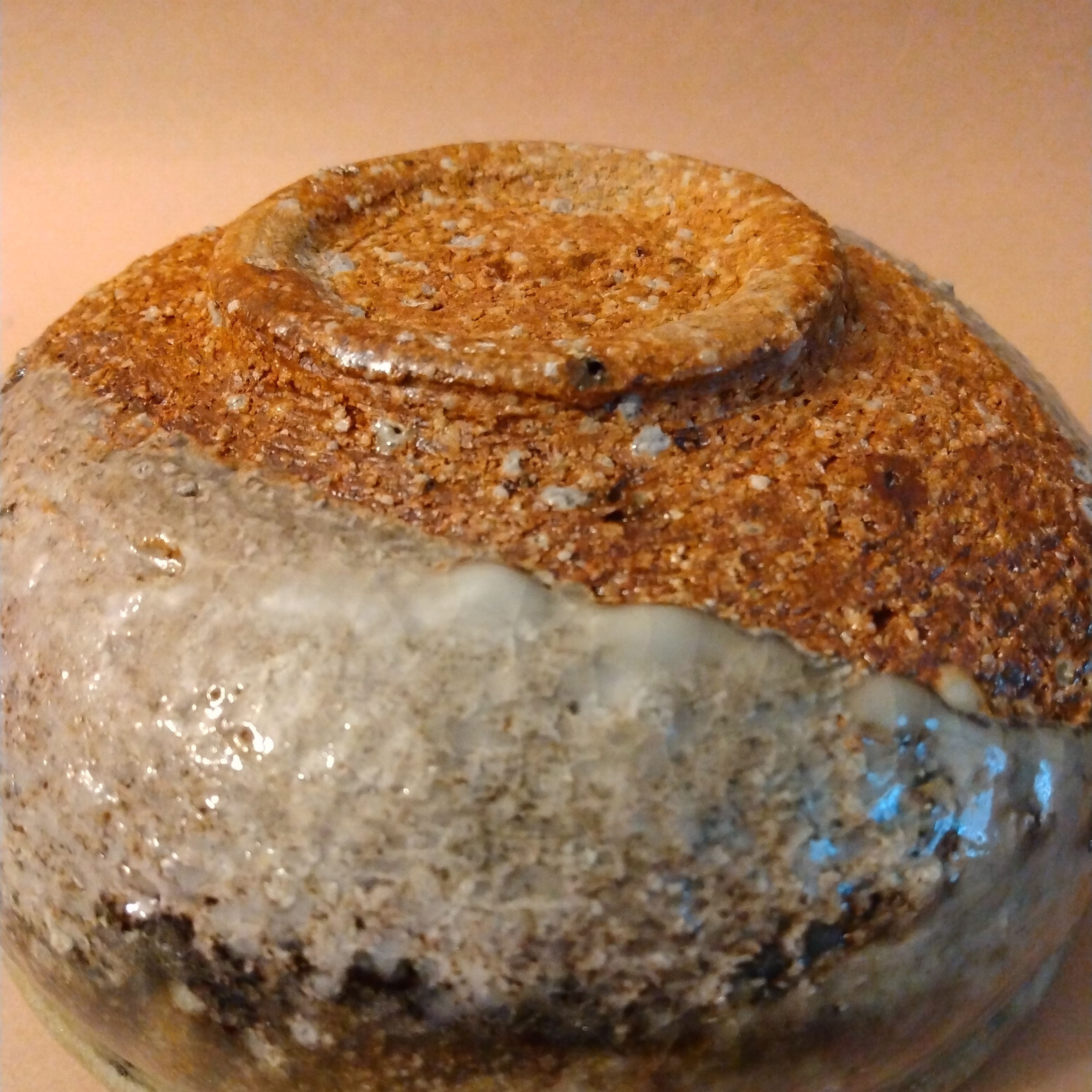 Wood-fired Shino Glaze Bowl with Feldspar loaded Clay, by George Gledhill