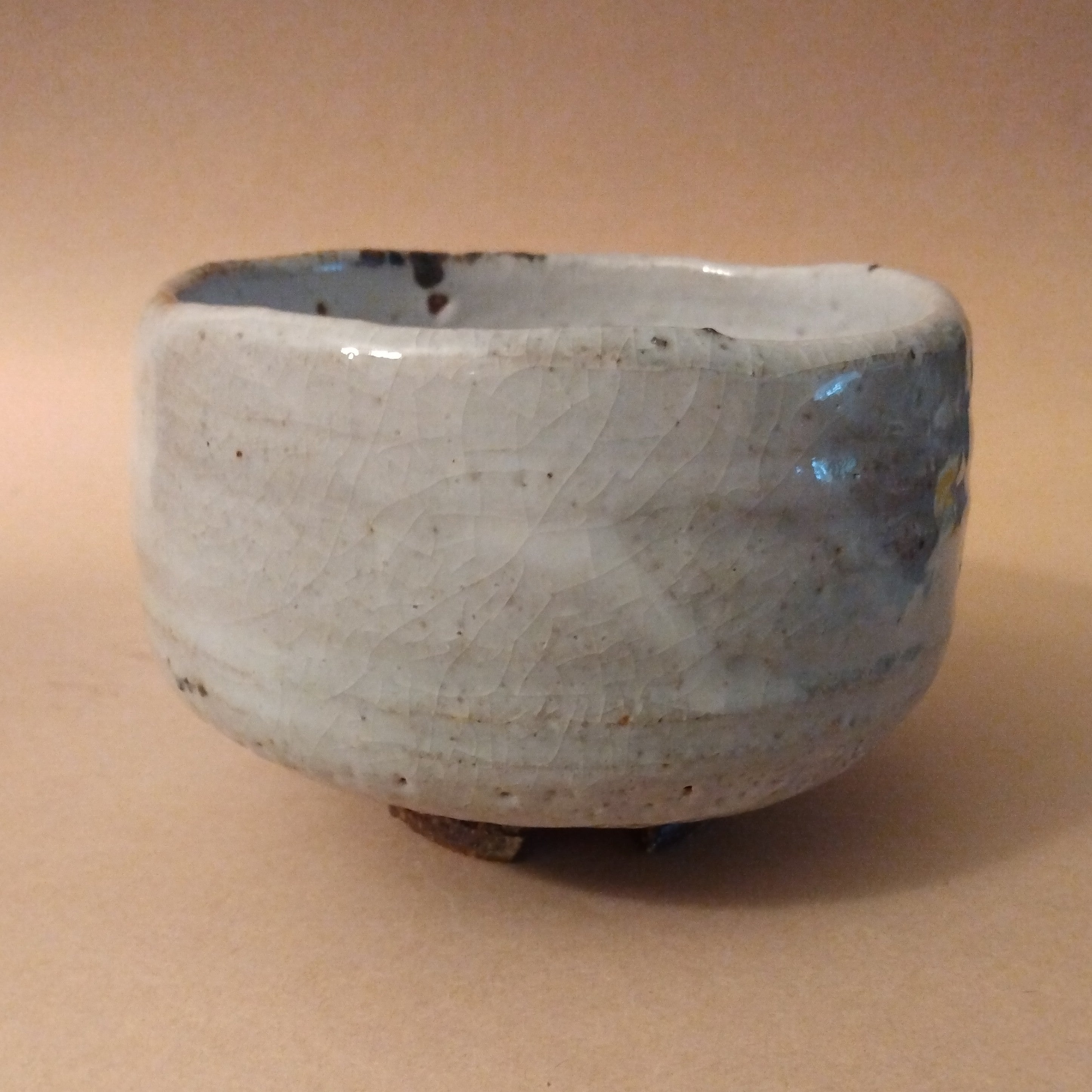 Shino Glaze Tea Bowl, Matcha Chawan with Split Foot by George Gledhill