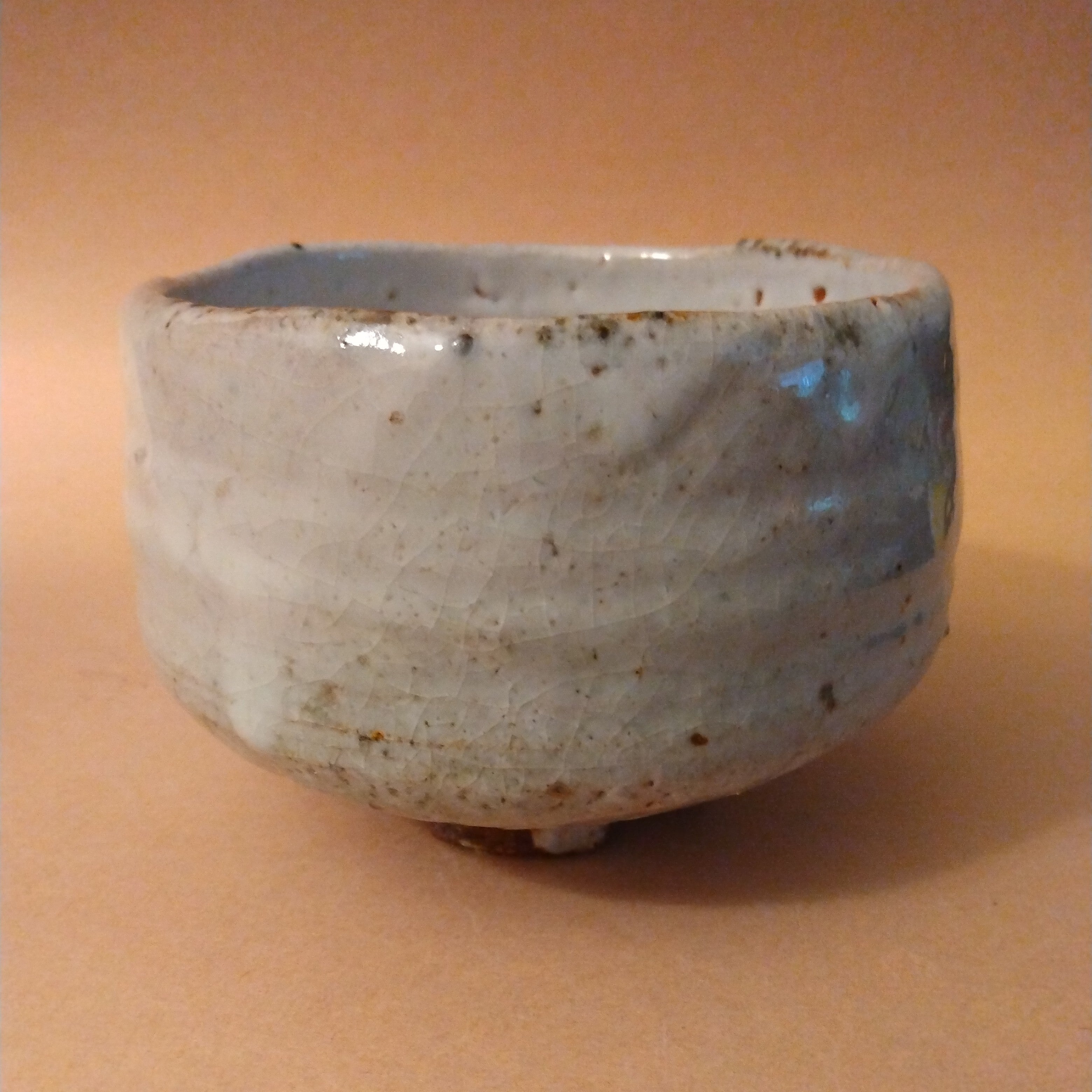 Shino Glaze Tea Bowl, Matcha Chawan with Split Foot by George Gledhill