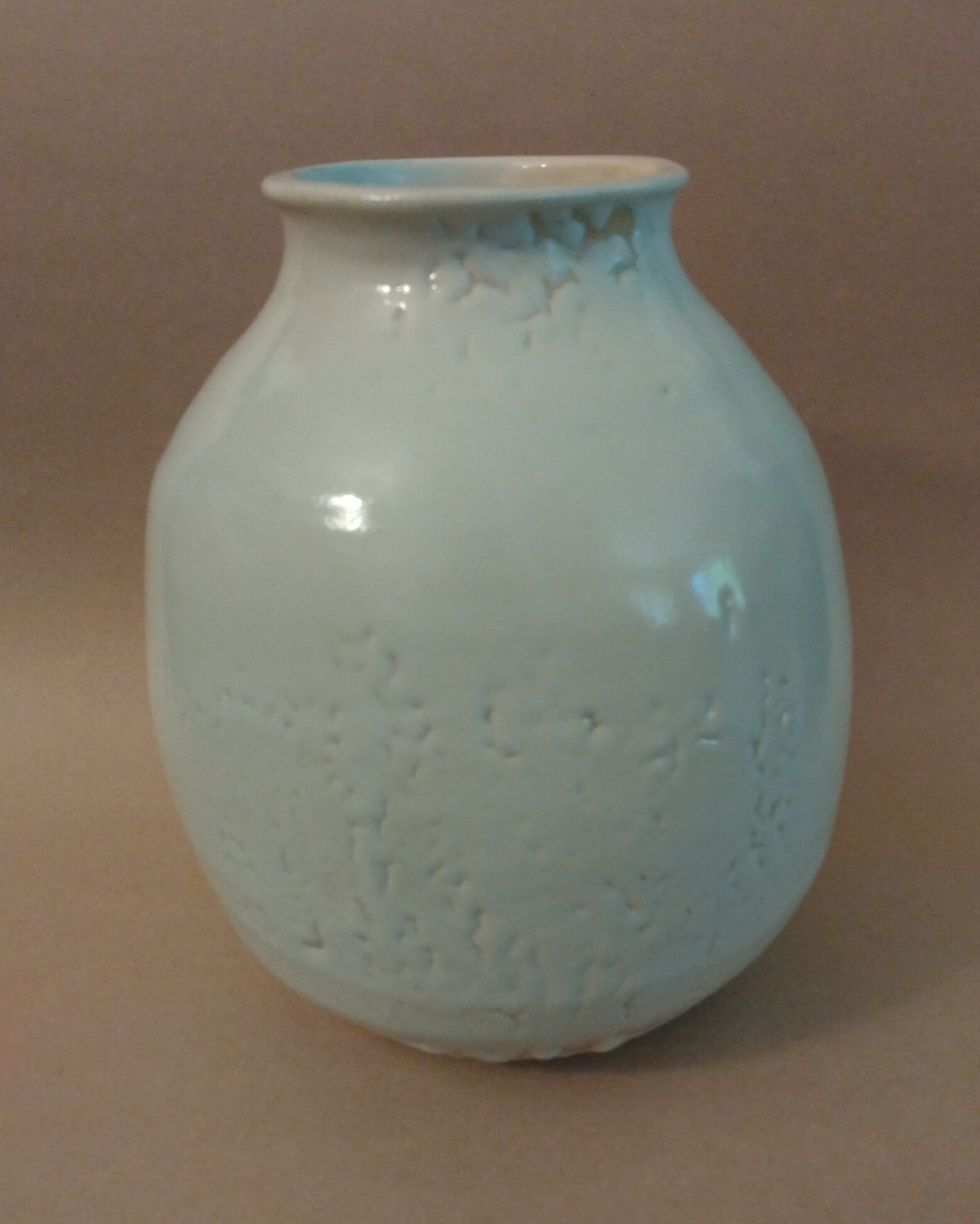 White Shino Vase by Sachiko Furuya
