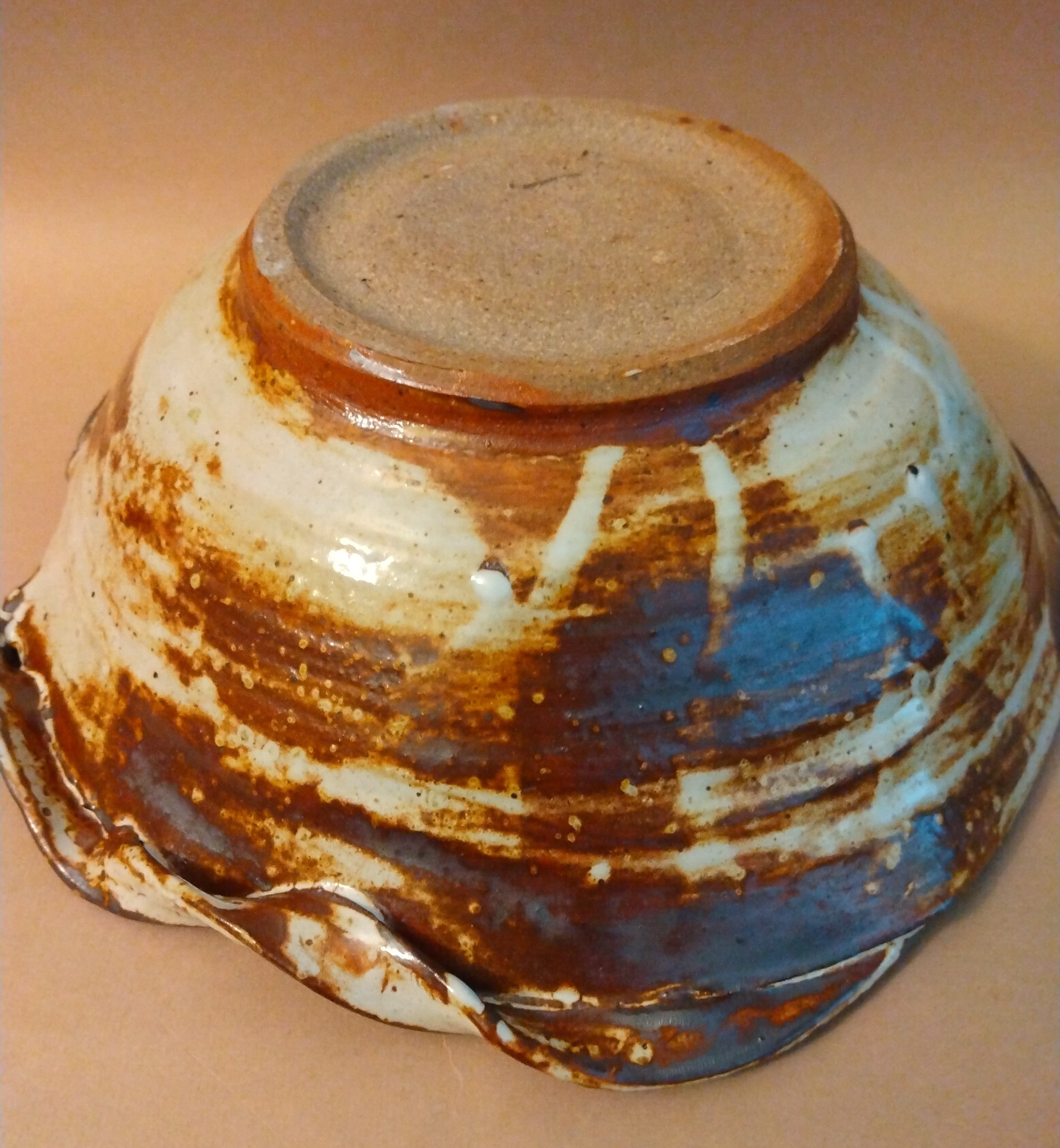 Bamboo Ash and Shino Glazed Serving Bowl by Sachiko Furuya