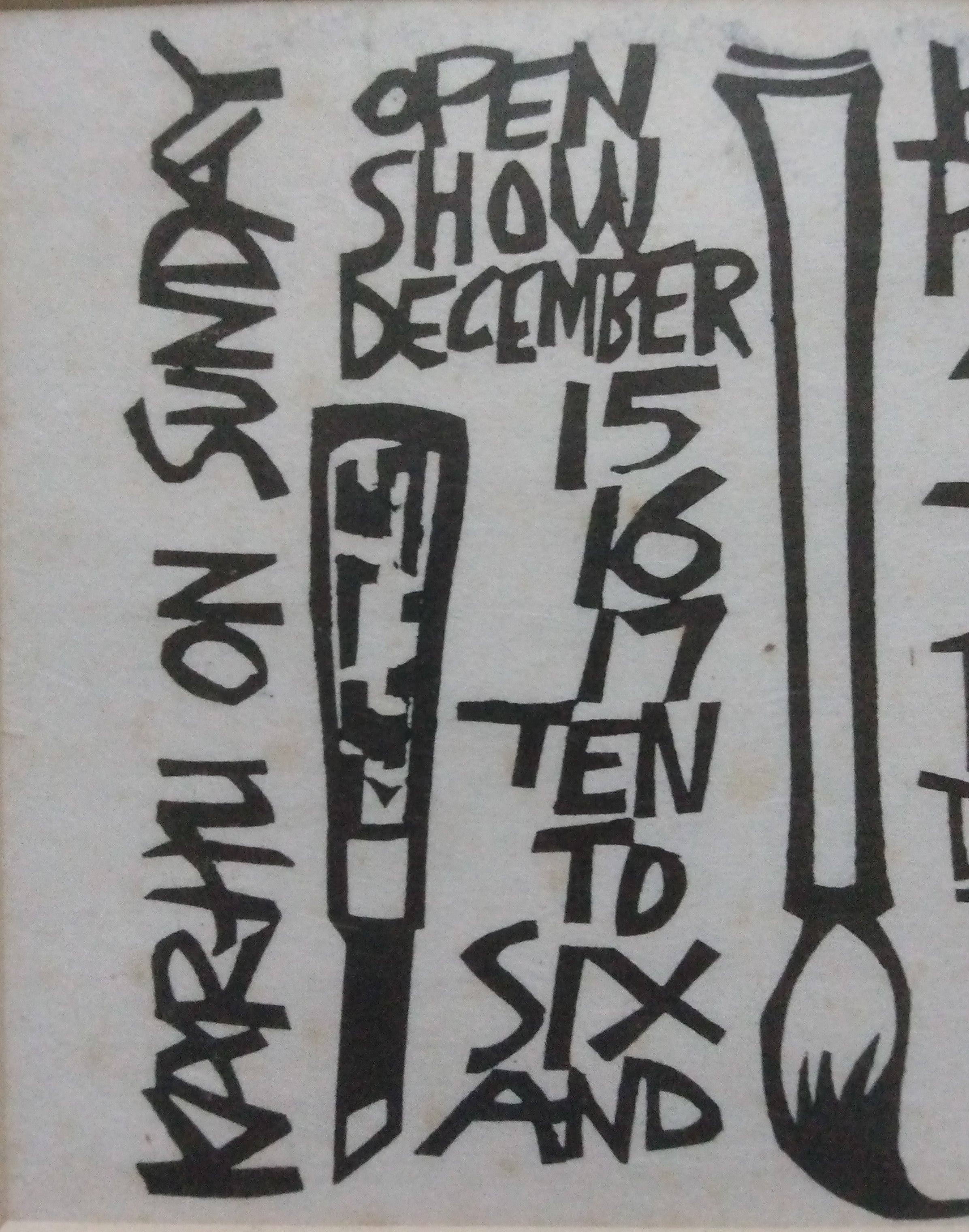 Clifton Karhu Woodblock Print, Exhibition Invitation