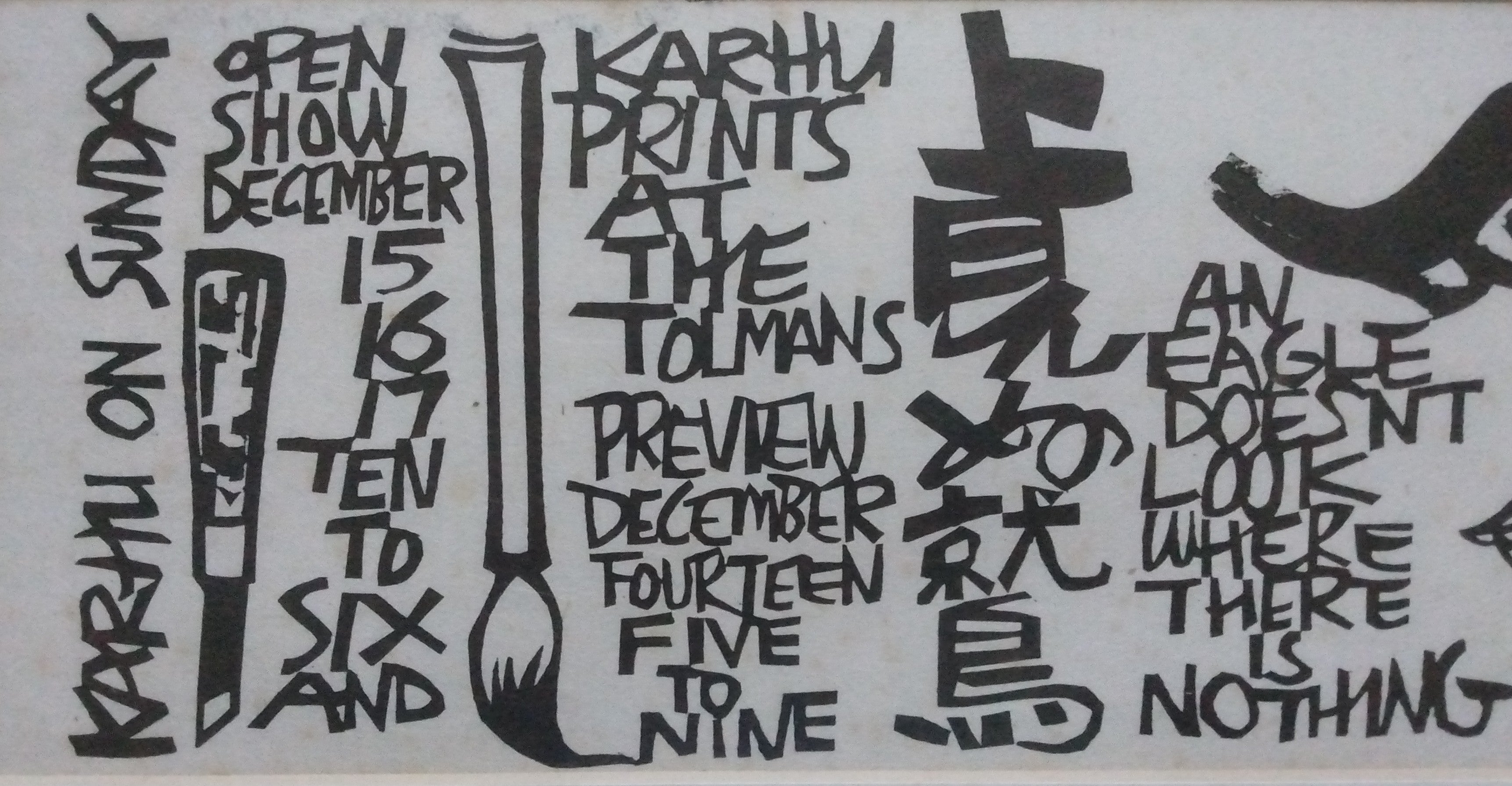 Clifton Karhu Woodblock Print, Exhibition Invitation