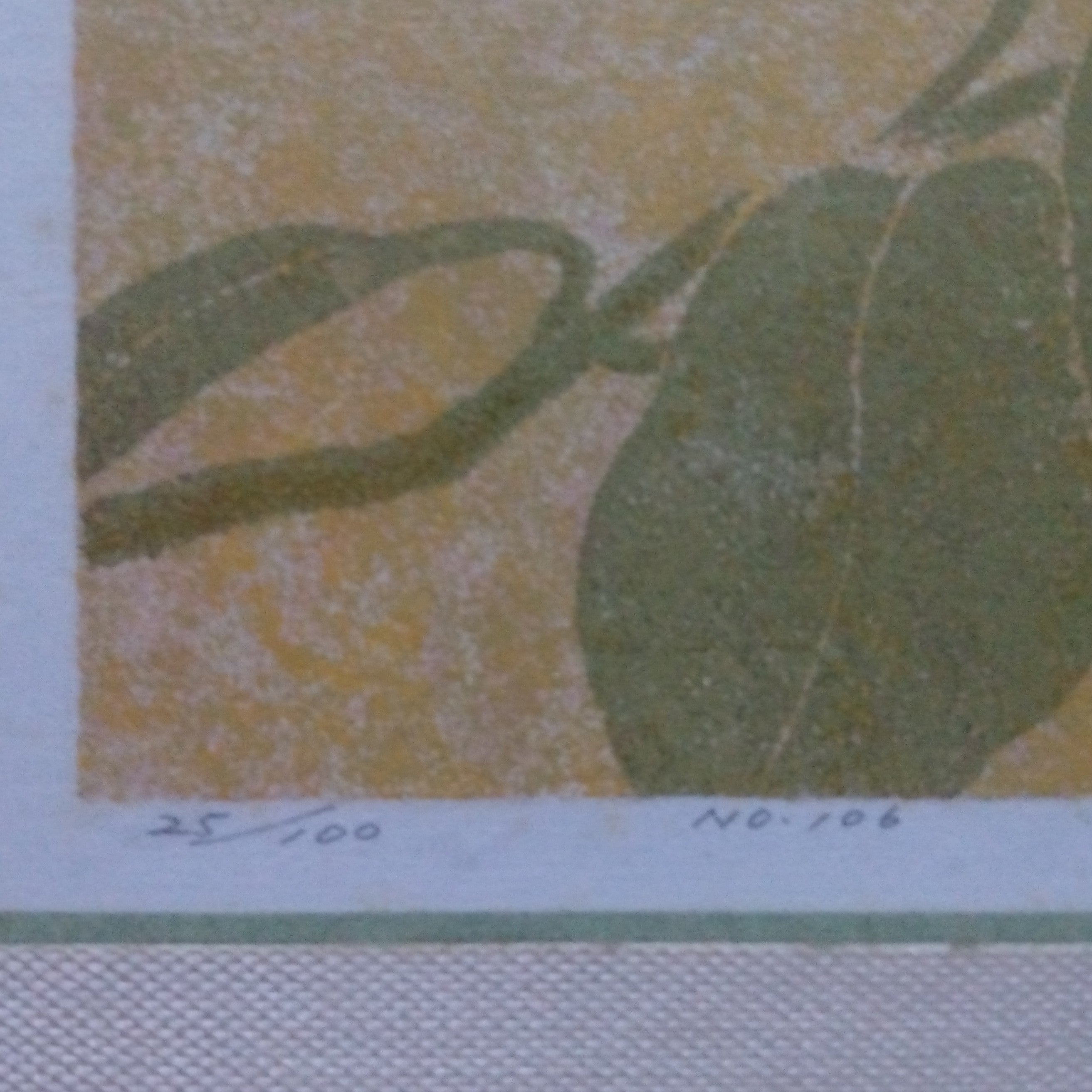 Katsuda Yukio Framed Silkscreen Print, "No. 106" Camellia
