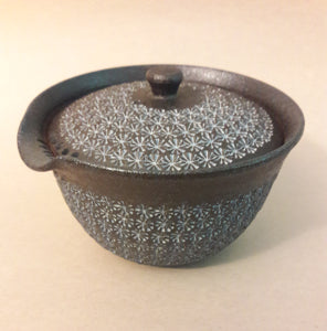 Kiyomizu-yaki Shiboridashi Kyusu (7.4oz/220cc,) Kyoto. Hana Mishima decoration.