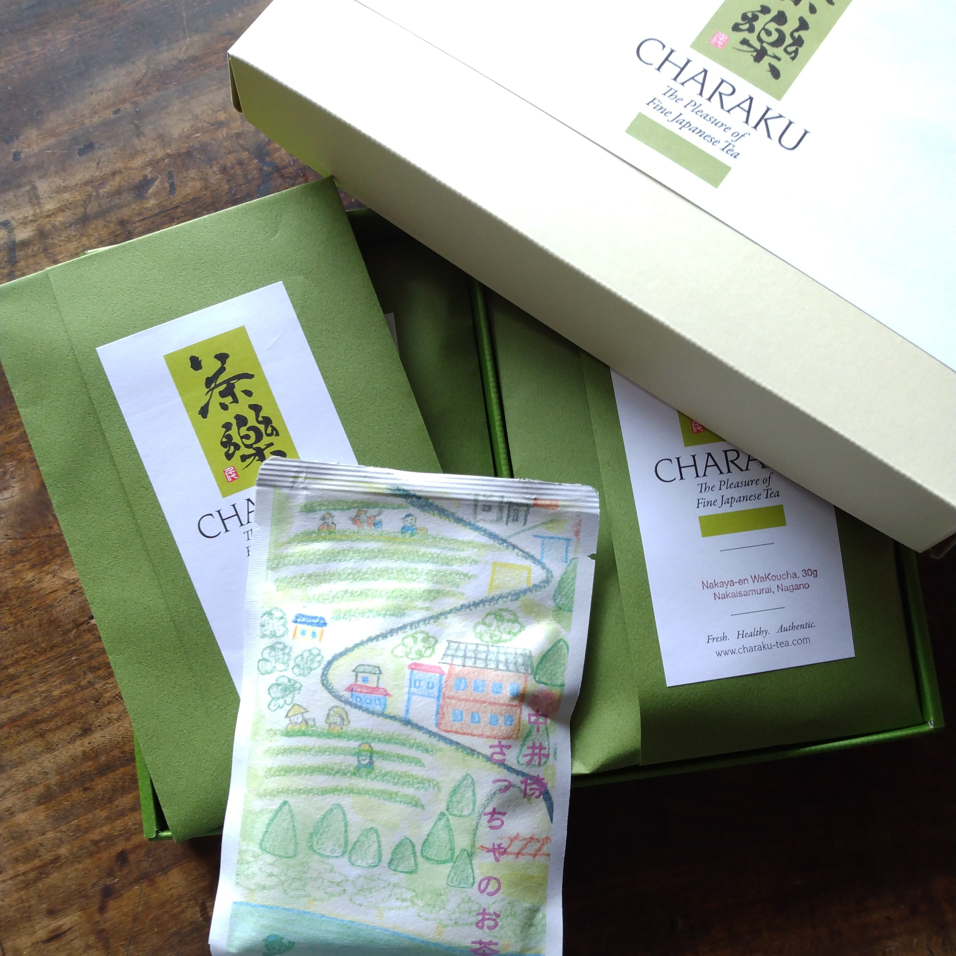Charaku Fine Japanese Tea 2025 Nakaisamurai Naturally Grown Shincha (1st Harvest) Variety Gift Box, 4 x 30g