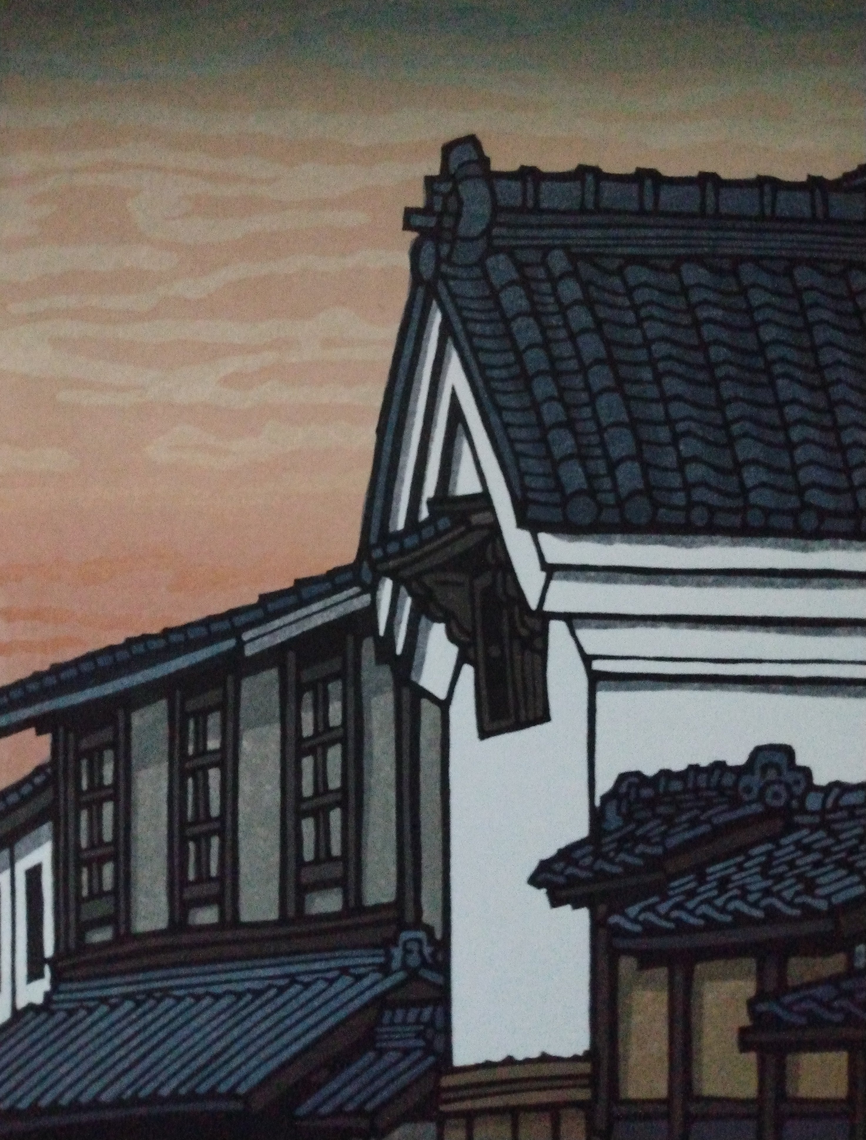 Woodblock Print by Katsuyuki Nishijima, "Morning in Sakamoto" (Sakamoto no Asa)