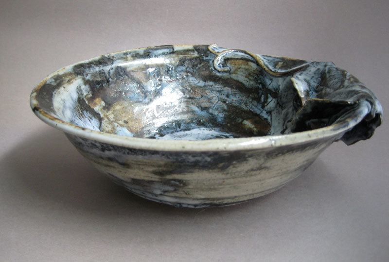 Serving Bowl with Sculpted Leaves, Grapes, and Vines by Sachiko Furuya