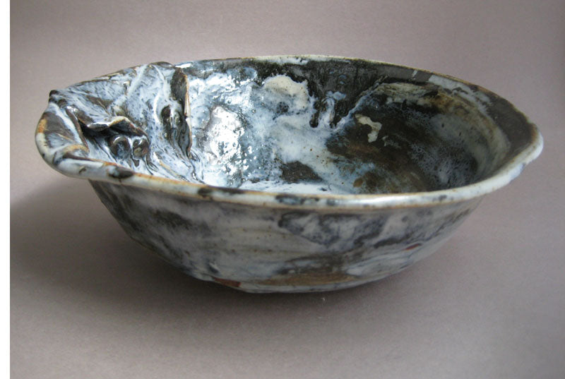 Serving Bowl with Sculpted Leaves, Grapes, and Vines by Sachiko Furuya