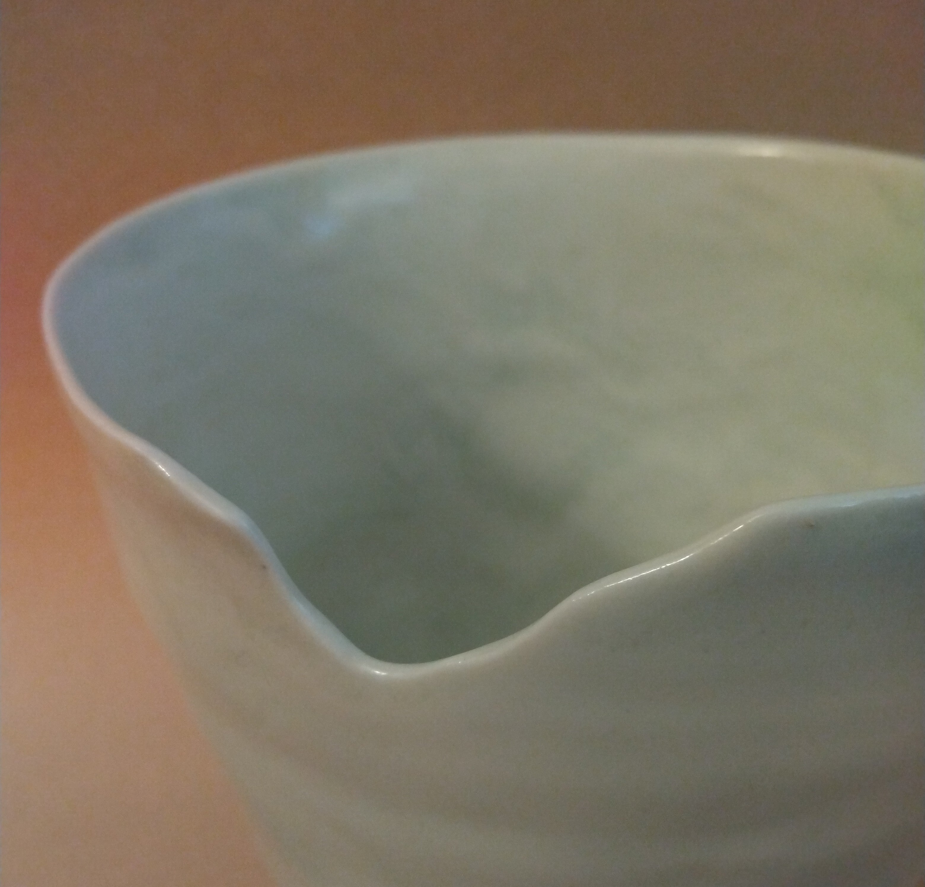 Tall Bowl/Vase with Notched Rim, White Shino Glaze, by Sachiko Furuya