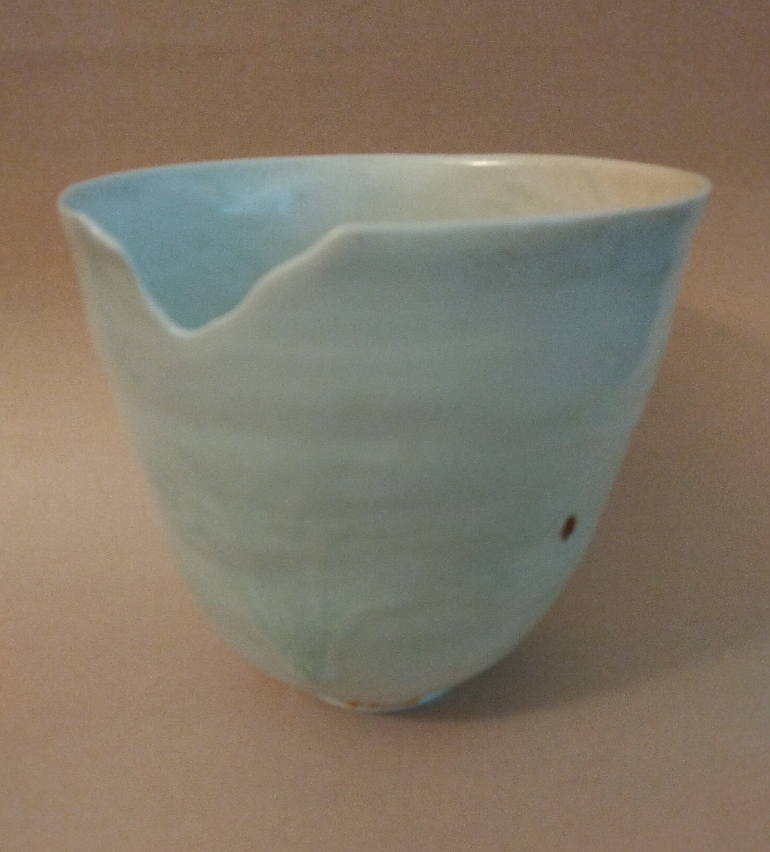 Tall Bowl/Vase with Notched Rim, White Shino Glaze, by Sachiko Furuya