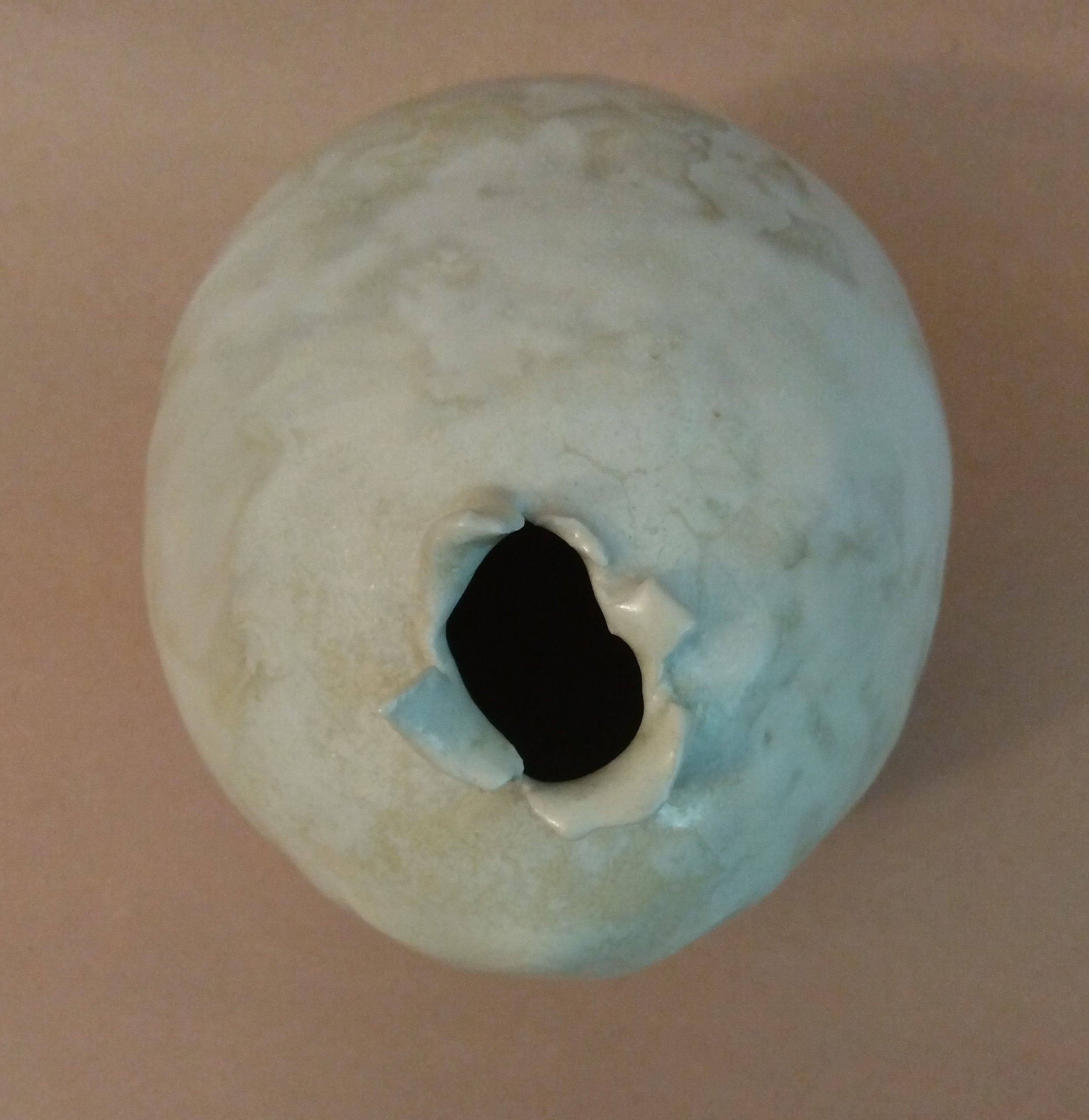 White Shino Vase with Torn Opening by Sachiko Furuya