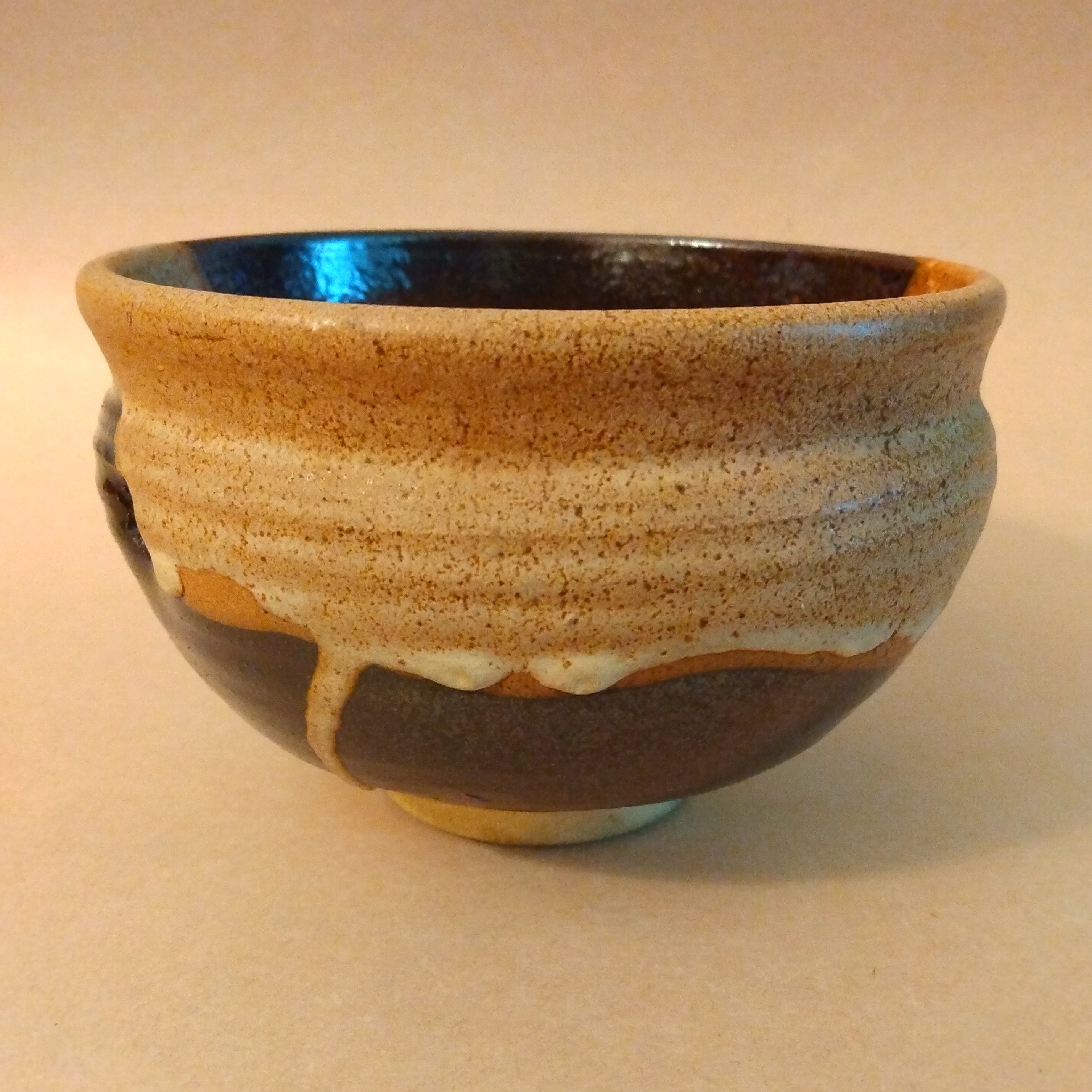 Kakewake (Split Glaze) Tea Bowl, Vintage, possibly Seto-yaki