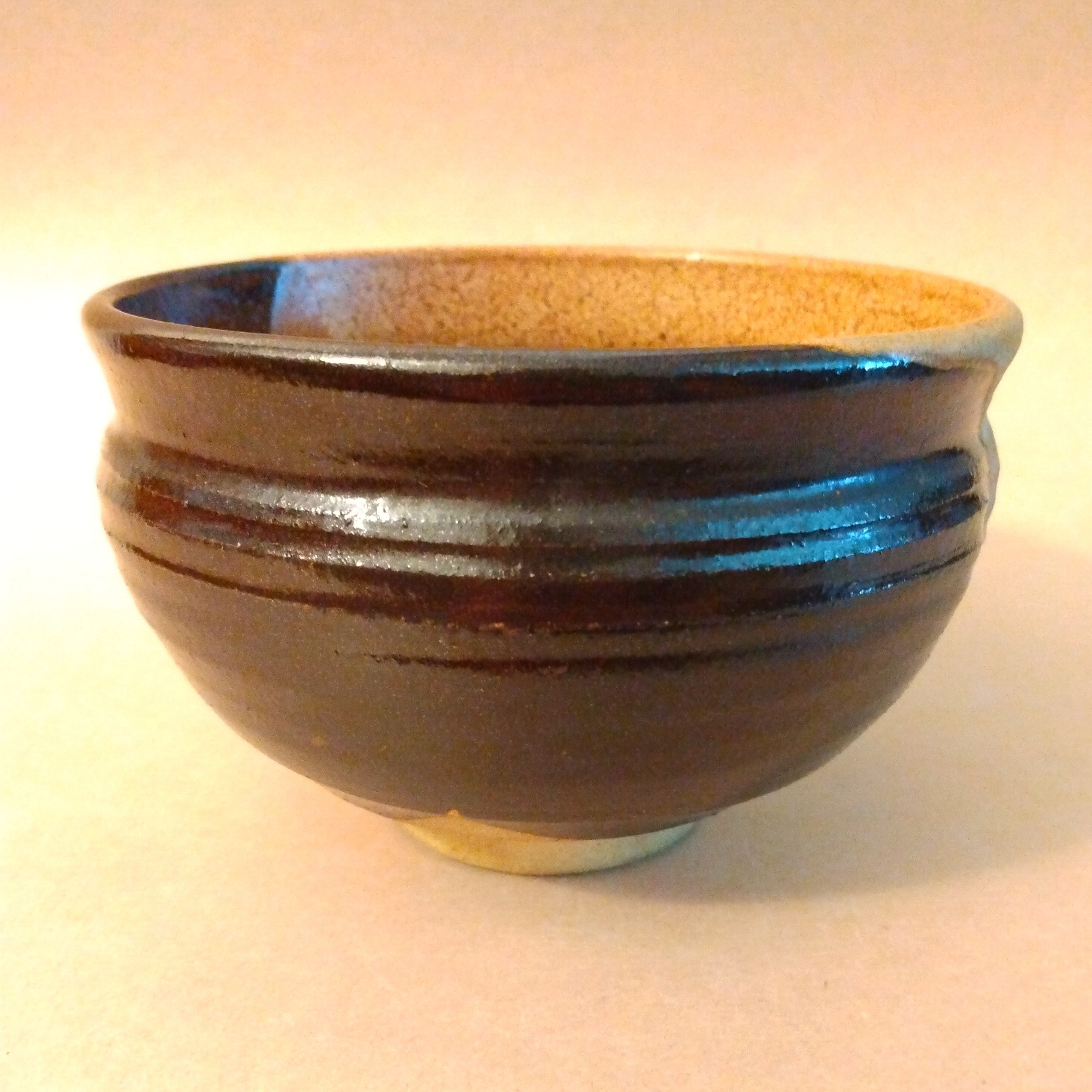 Kakewake (Split Glaze) Tea Bowl, Vintage, possibly Seto-yaki