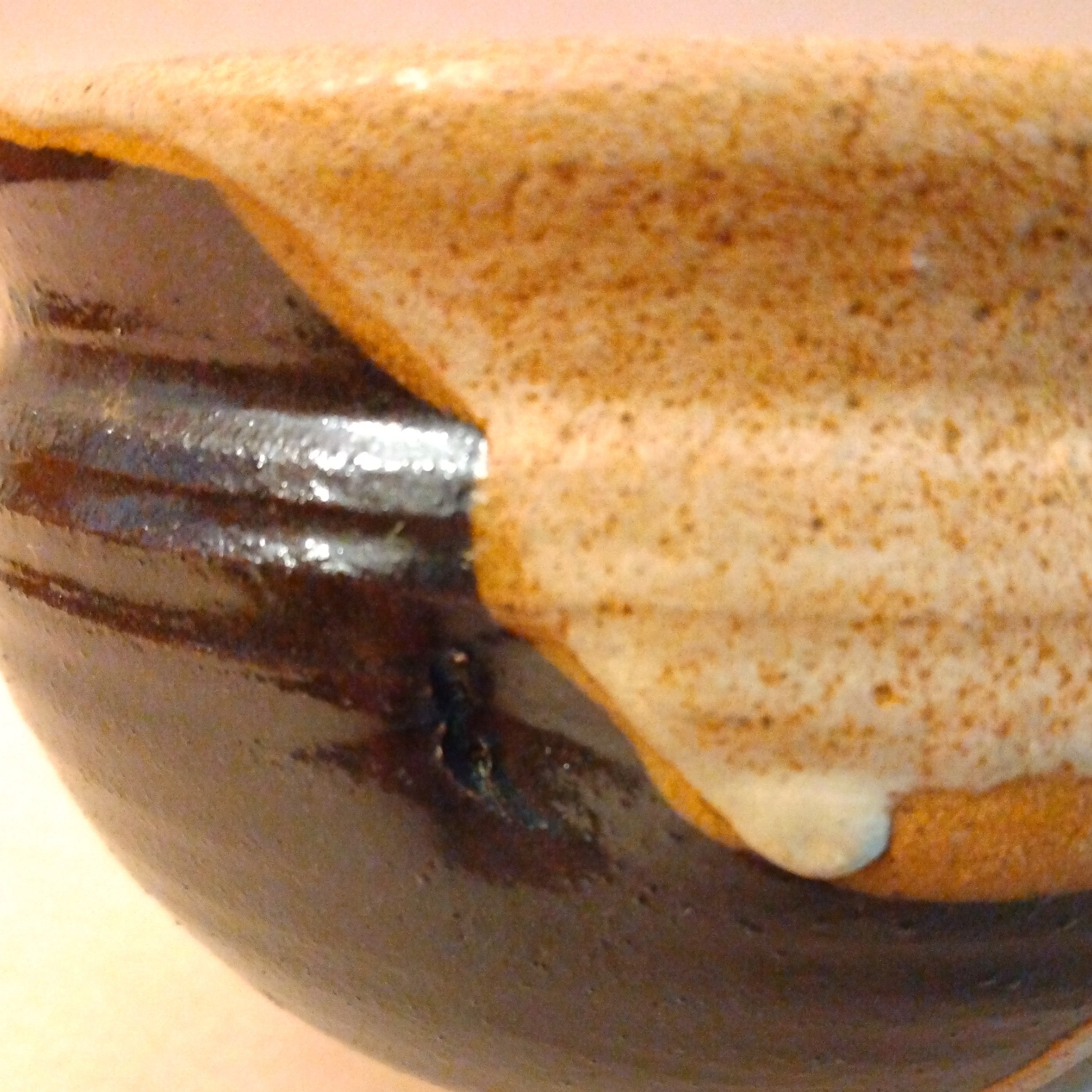 Kakewake (Split Glaze) Tea Bowl, Vintage, possibly Seto-yaki
