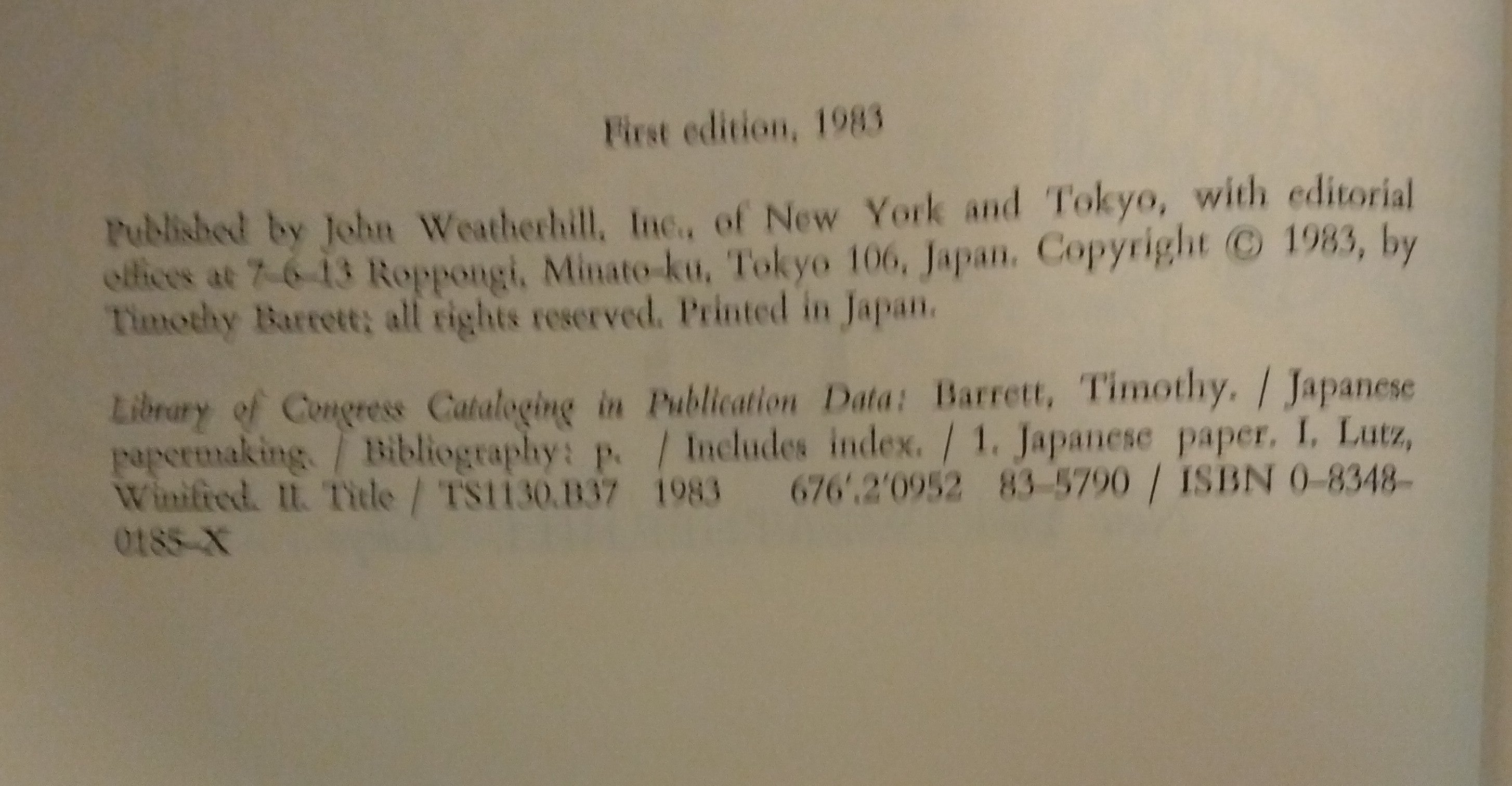 "Japanese Papermaking", by Timothy Barrett; Thiel Collection