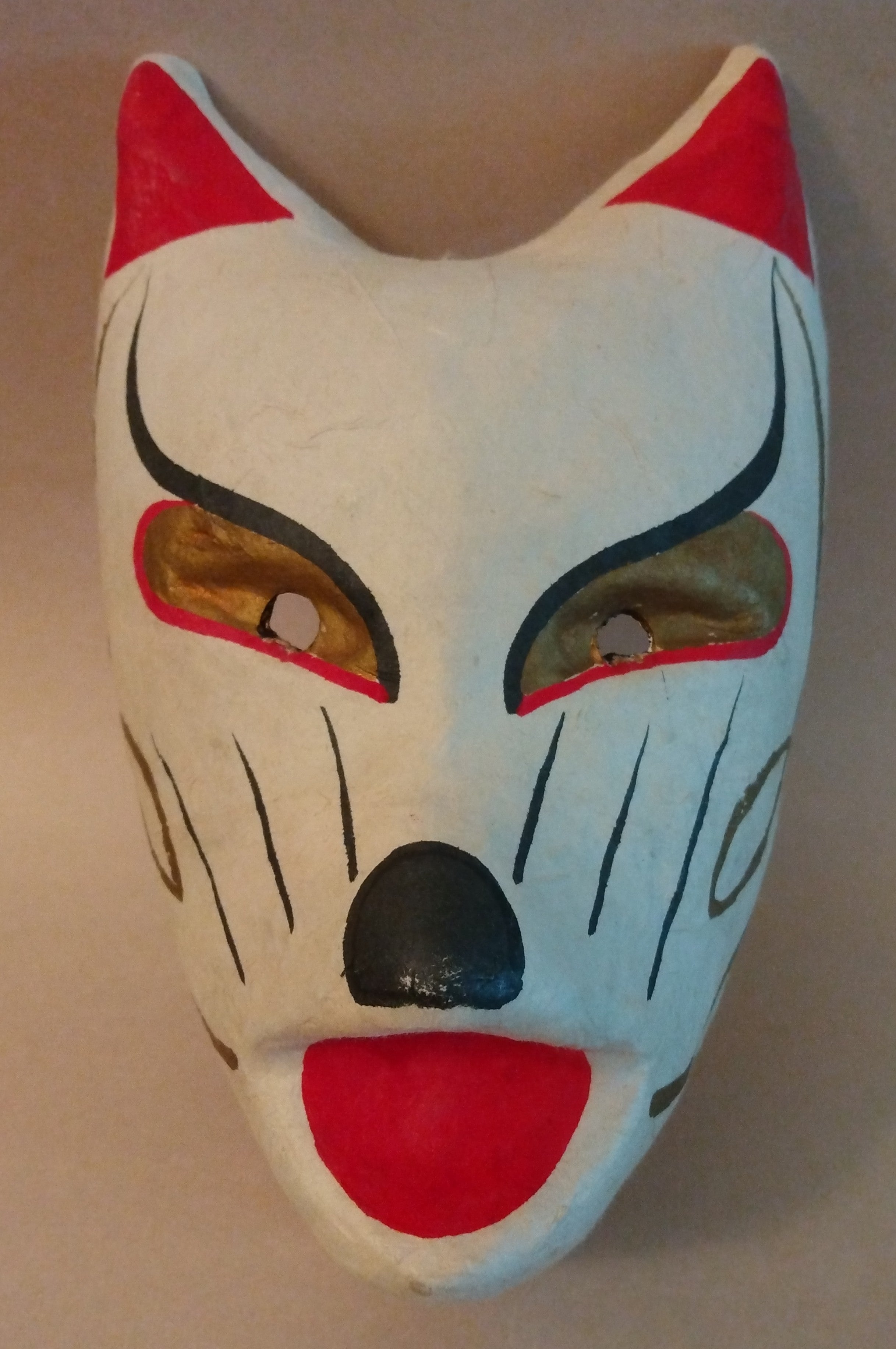 Kitsune Hariko Men, Papier Mache Fox Mask; Thiel Collection