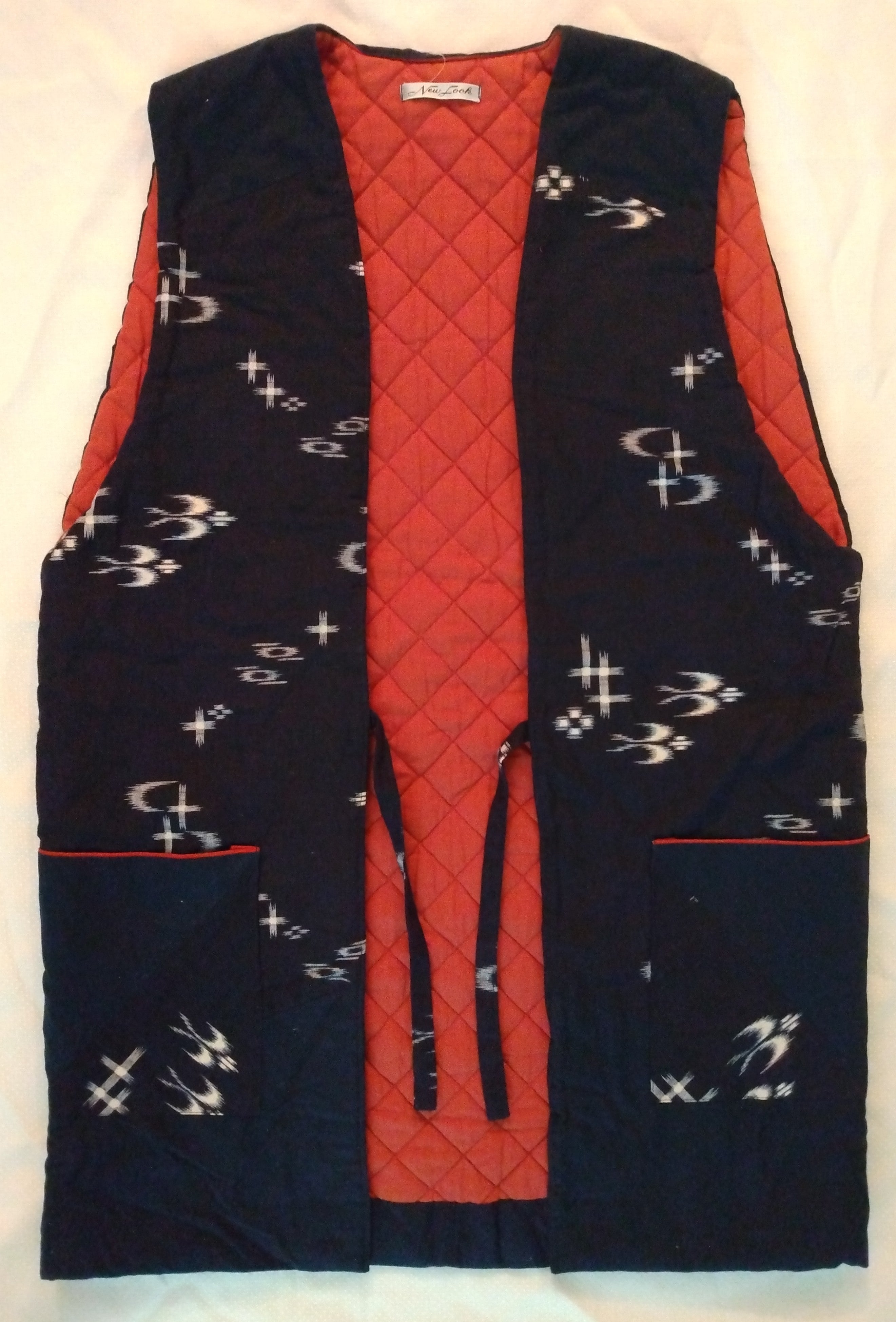 Kasuri, Ikat, Sodenashi, Sleeveless Vest. Vintage, but unused, Japanese Textile; Thiel Collection