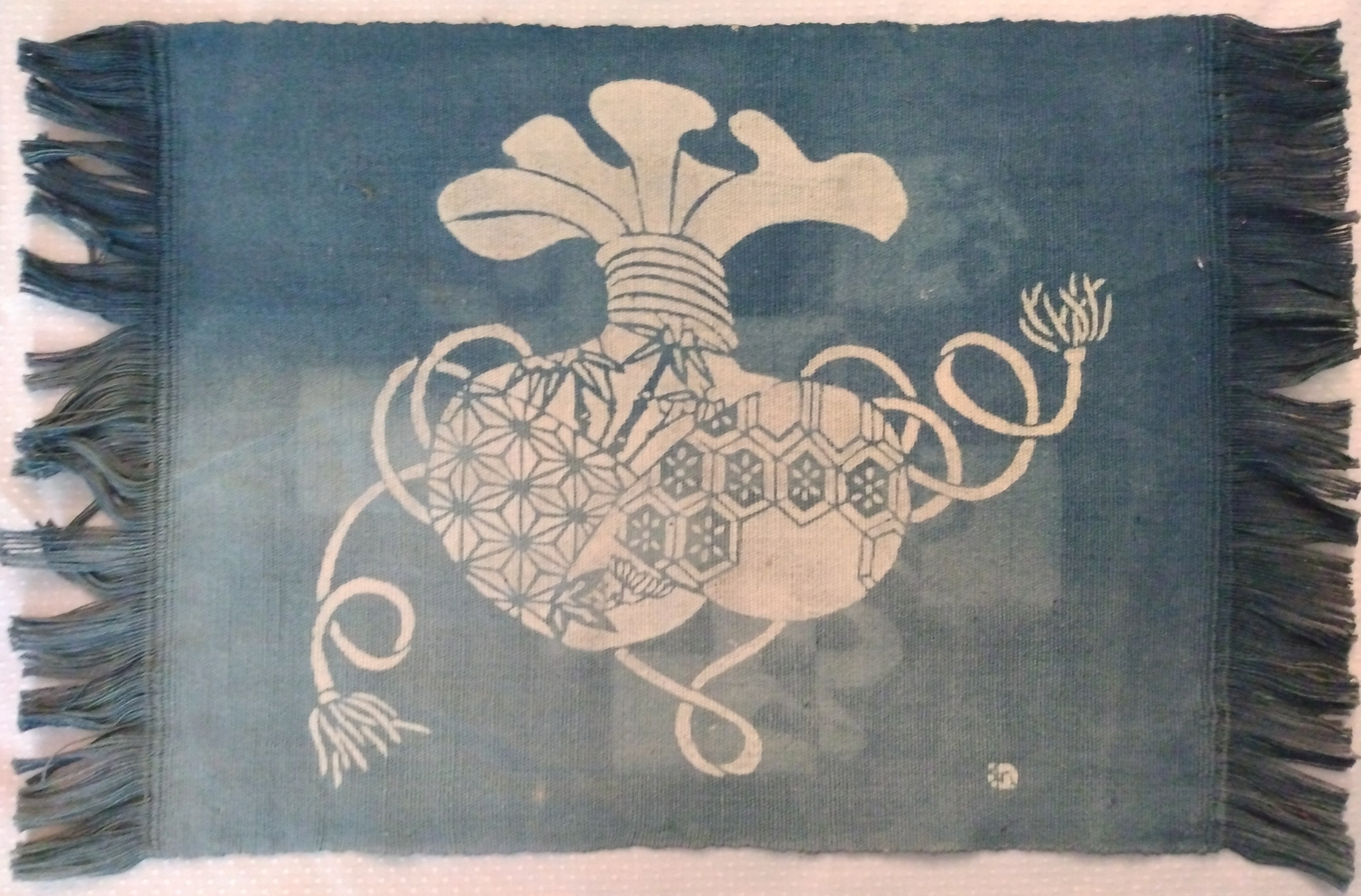 Katazome, Stencil-dyed, Indigo Cloth Mat Shikimono); Thiel Collection