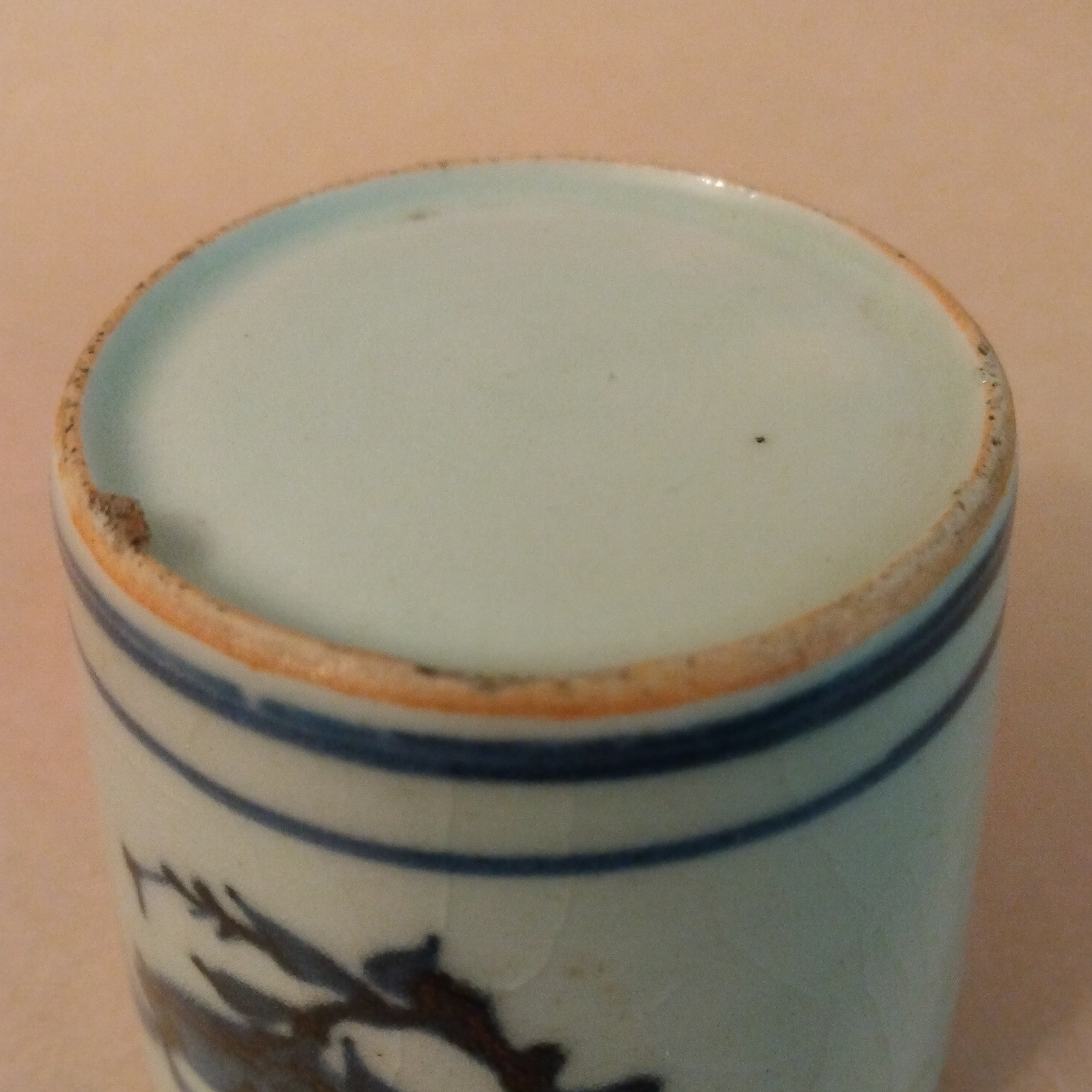 Imari Ware Porcelain Soba Choko with Underglaze Cobalt Blue Pattern of "Azami" (Thistle)