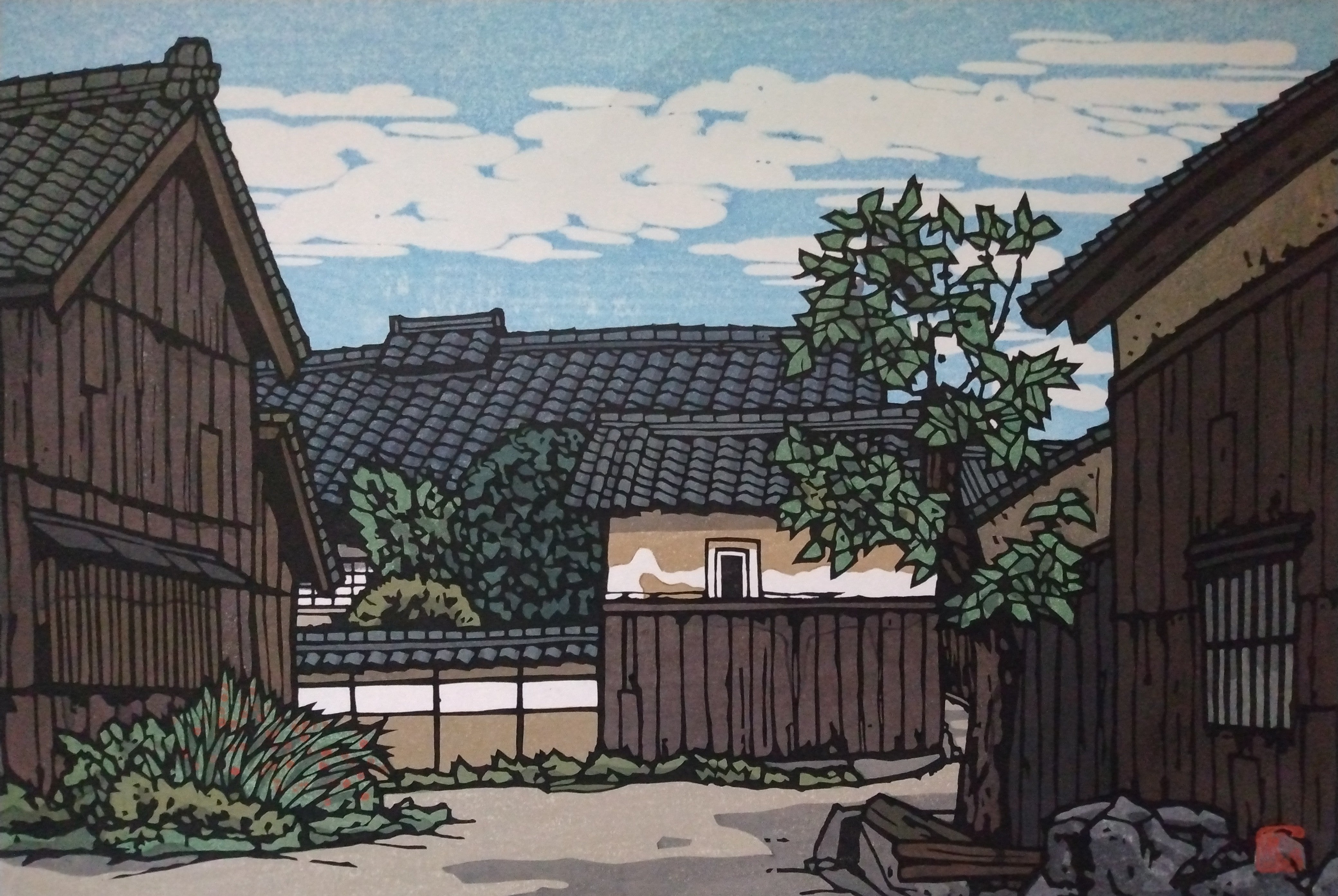 Woodblock Print by Katsuyuki Nishijima, "Aburahi in Spring" (Aburahi no Haru)