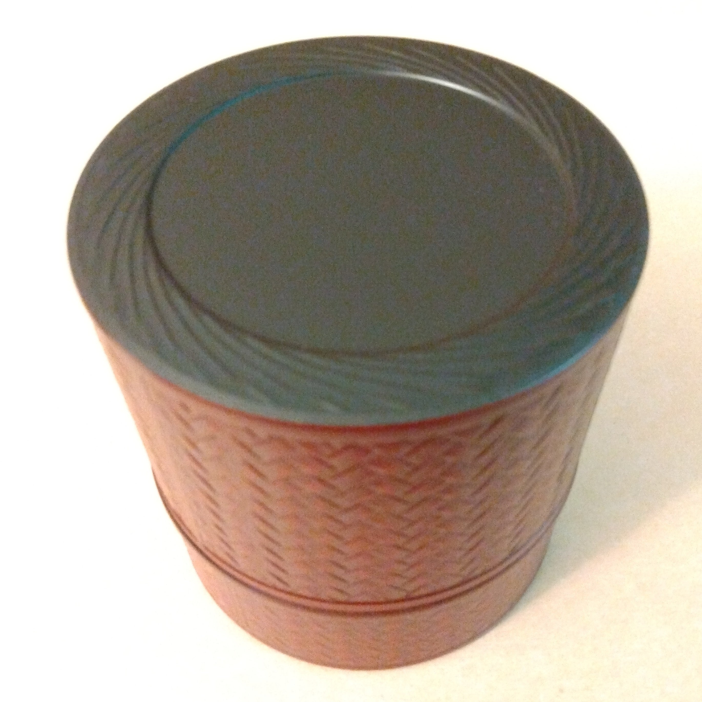 Chazutsu, Tea Canister, holds 100 grams of tea, Plastic in "Ajiro" (basketry) Pattern