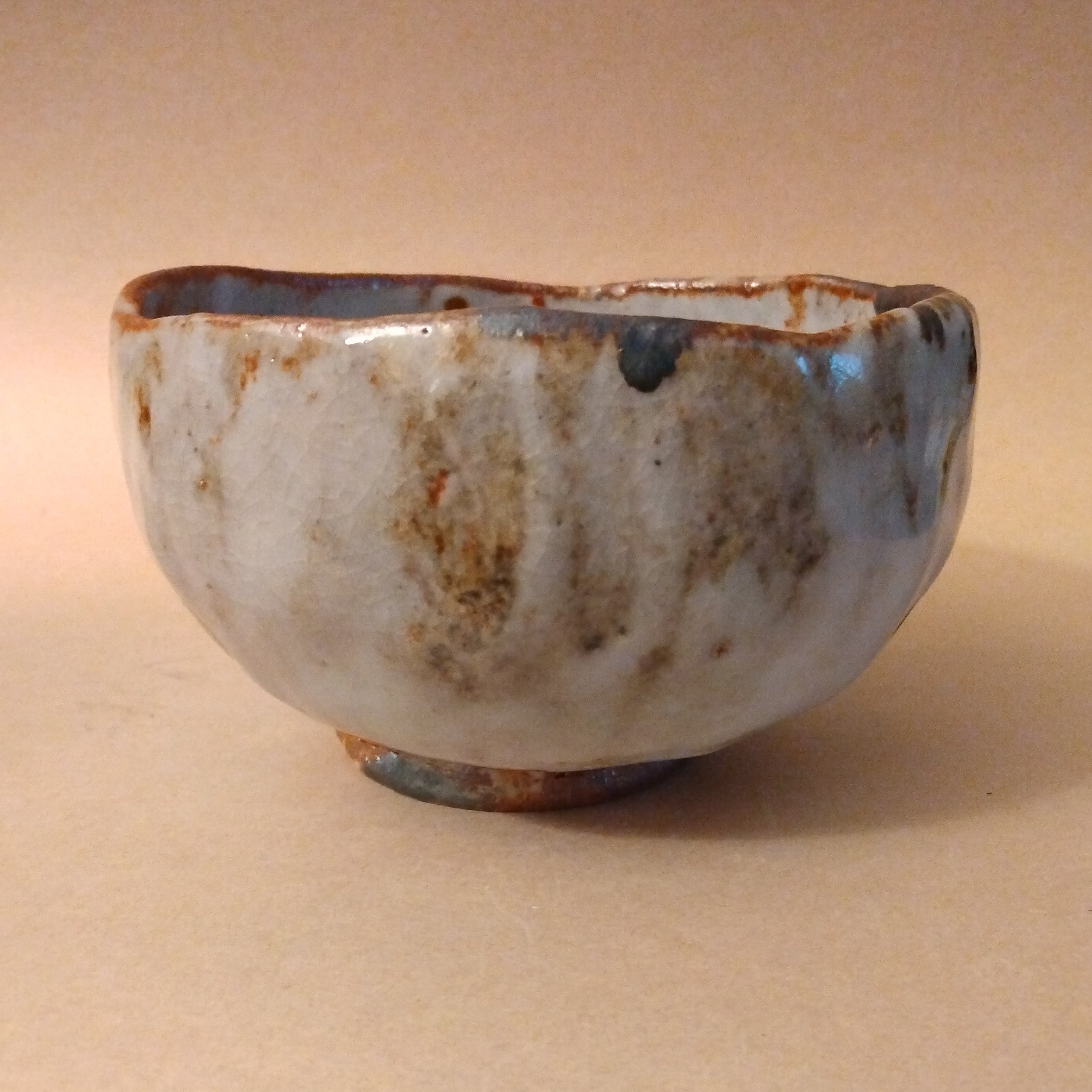 20% to Wajima Earthquake Relief - Shino & Ash Glaze Tea Bowl, Matcha Chawan, by George Gledhill