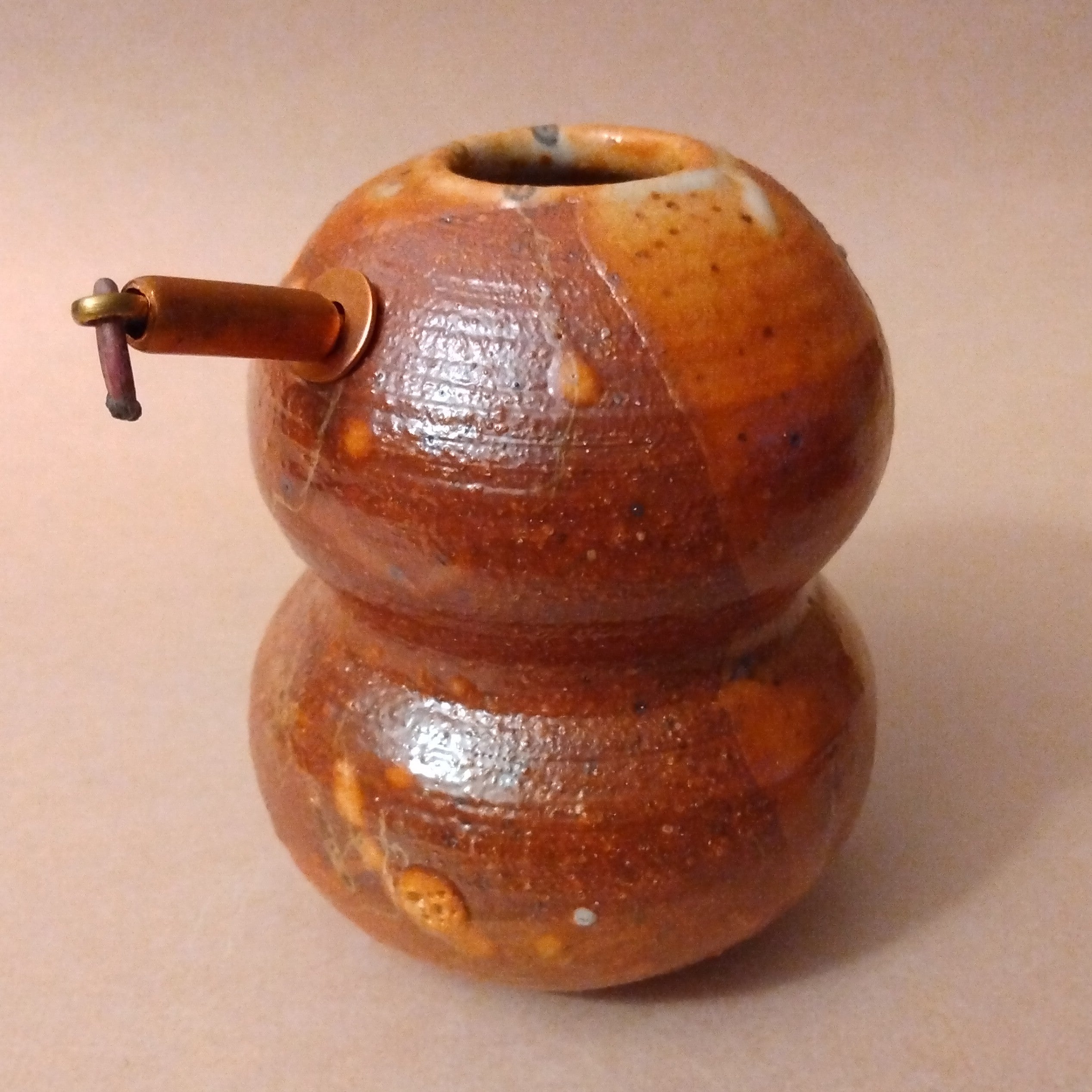 20% to Wajima Earthquake Relief - Gourd-shaped Shino Glaze Vase, by George Gledhill