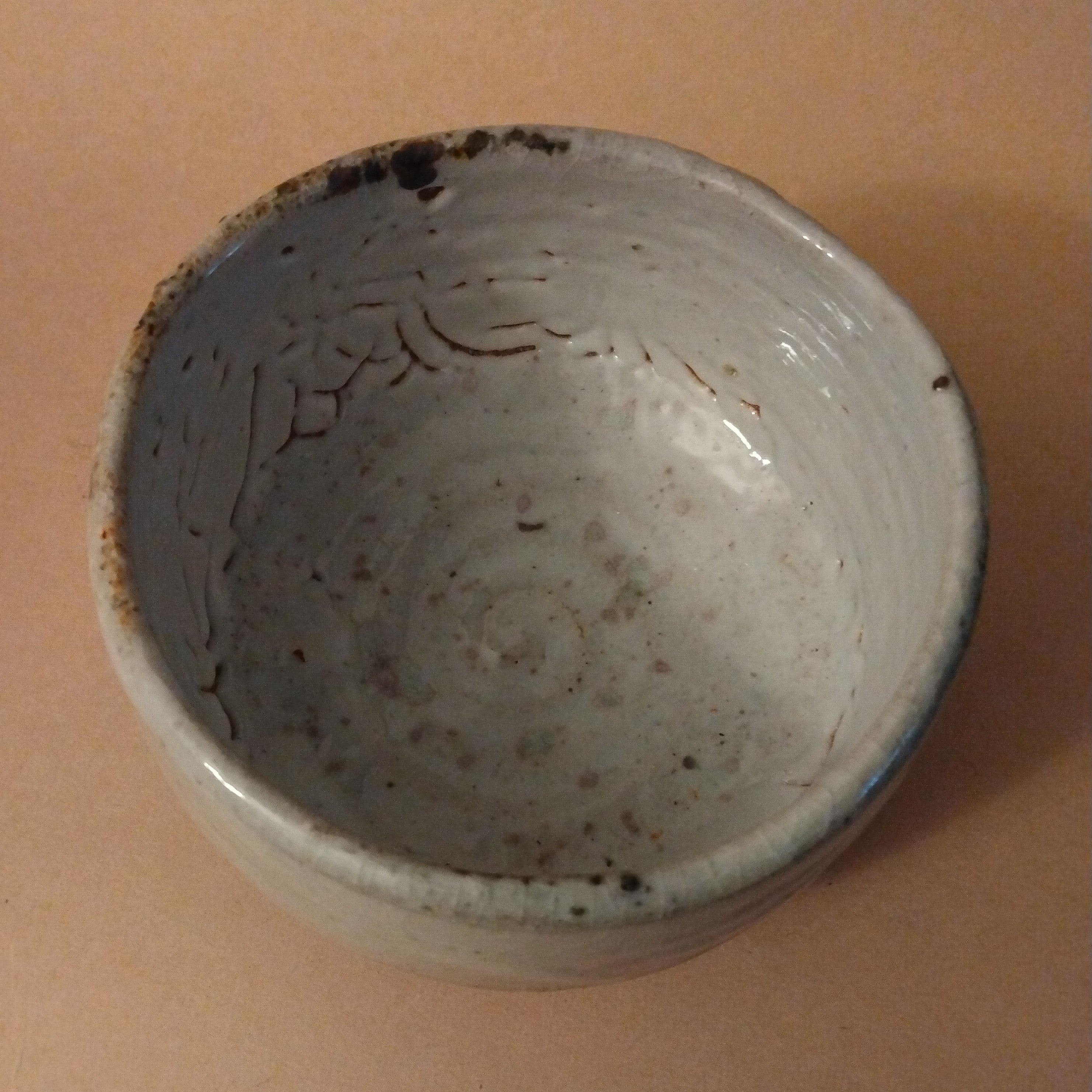 Shino Glaze Tea Bowl, Matcha Chawan with Split Foot by George Gledhill