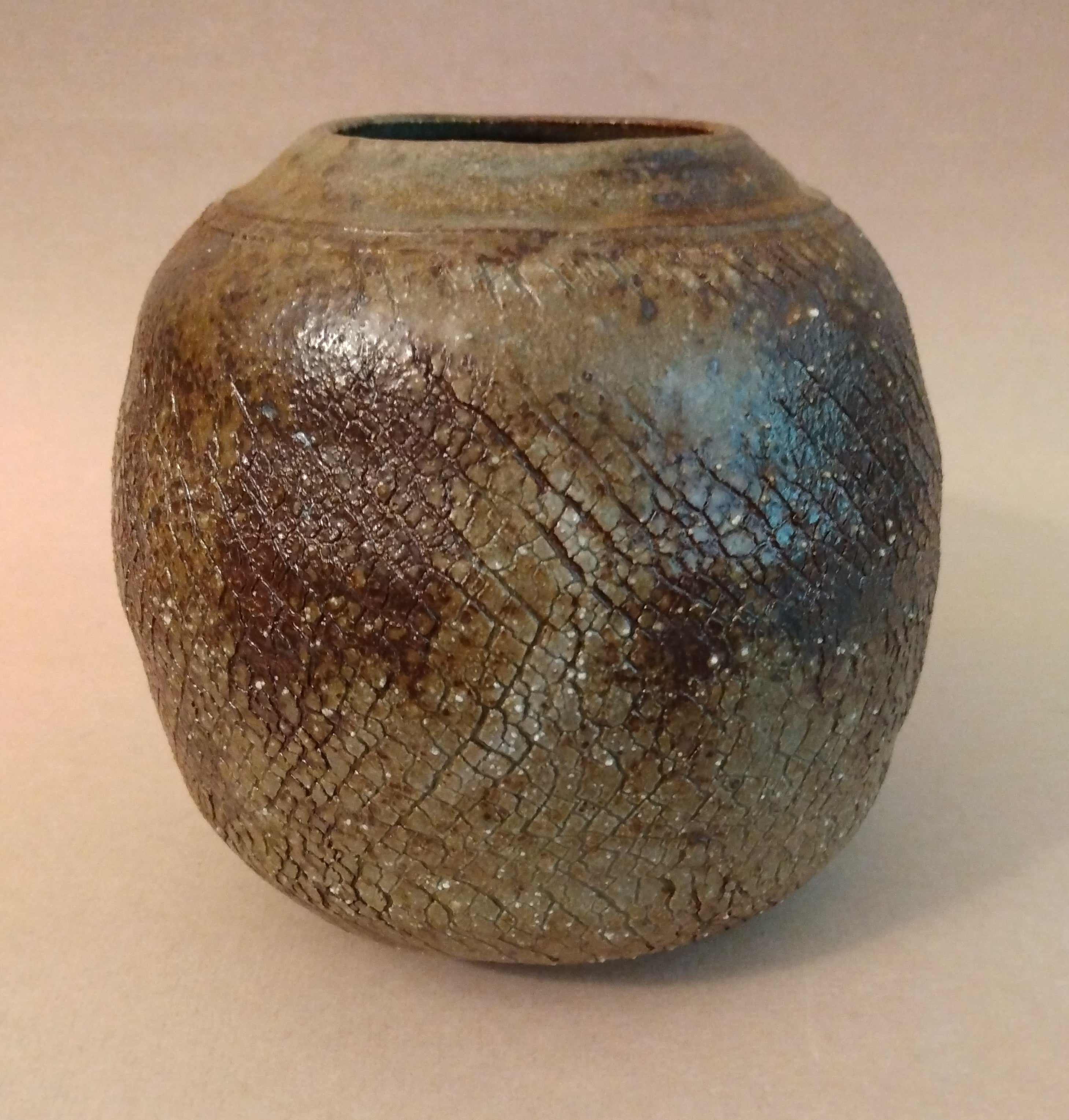 20% donated to Maui Wildfire Relief - Round Vase, Bamboo Ash Glaze, by Sachiko Furuya