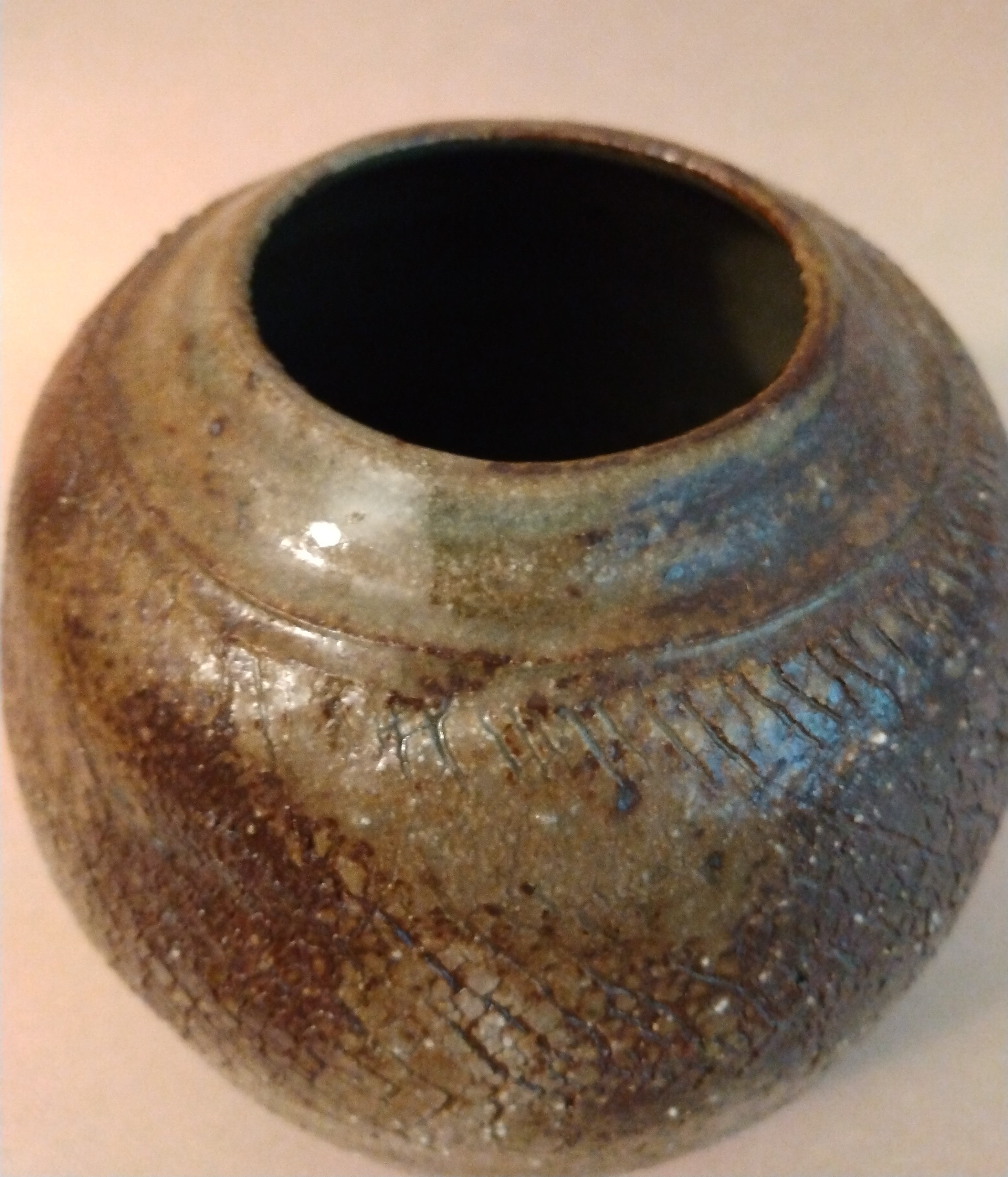 20% donated to Maui Wildfire Relief - Round Vase, Bamboo Ash Glaze, by Sachiko Furuya