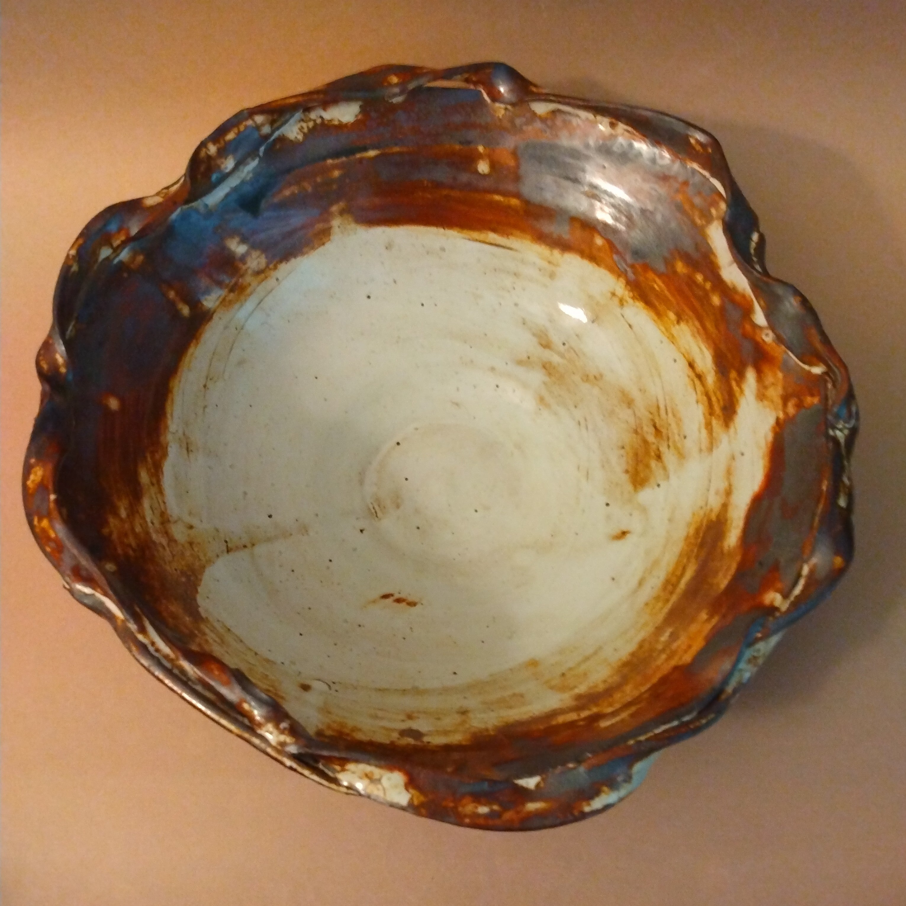 20% donated to Maui Wildfire Relief - Bamboo Ash and Shino Glazed Serving Bowl by Sachiko Furuya