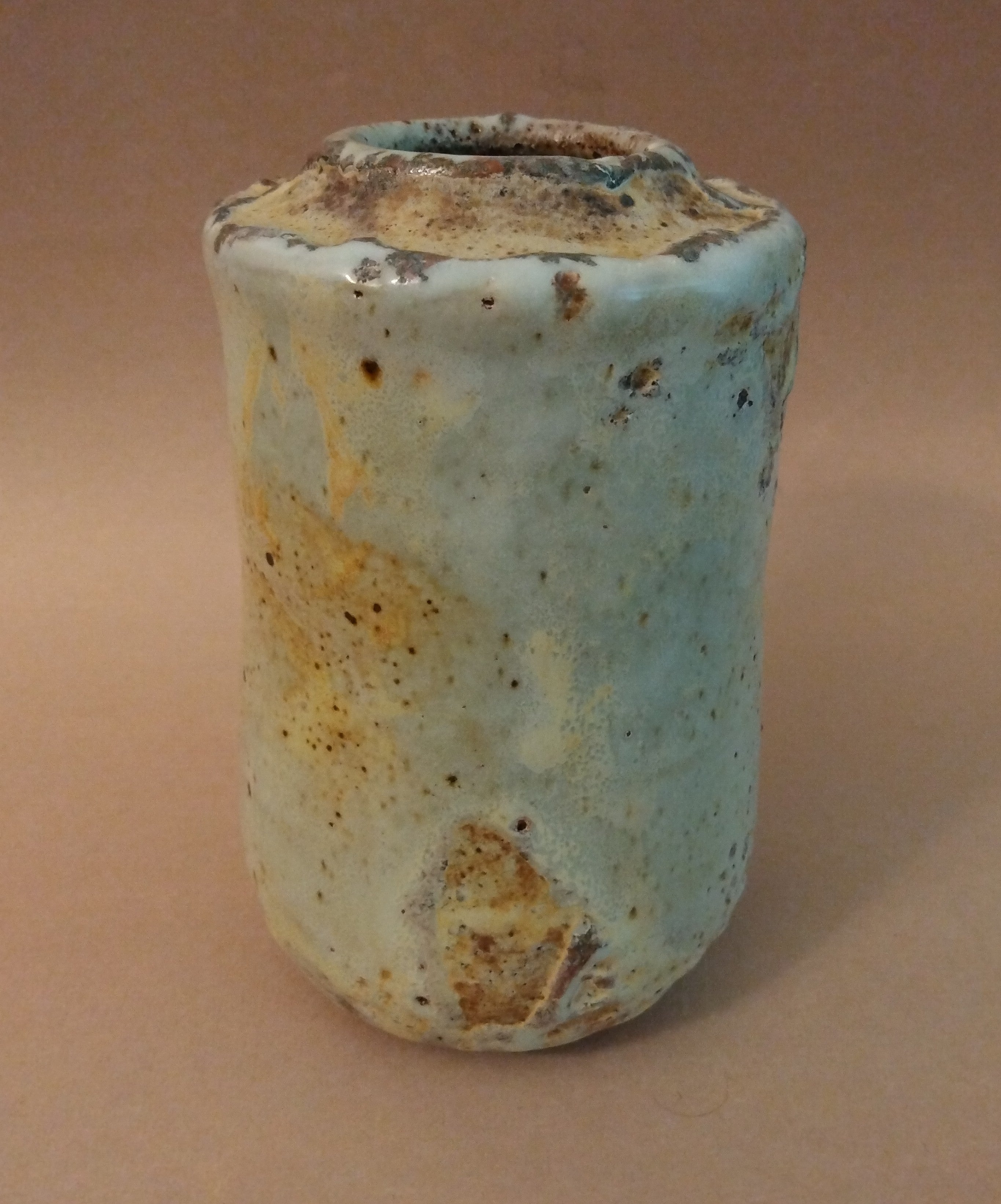 20% donated to Maui Wildfire Relief - Bamboo Ash & Shino Glaze Vase "Shirakaba" (White Birch) by Sachiko Furuya