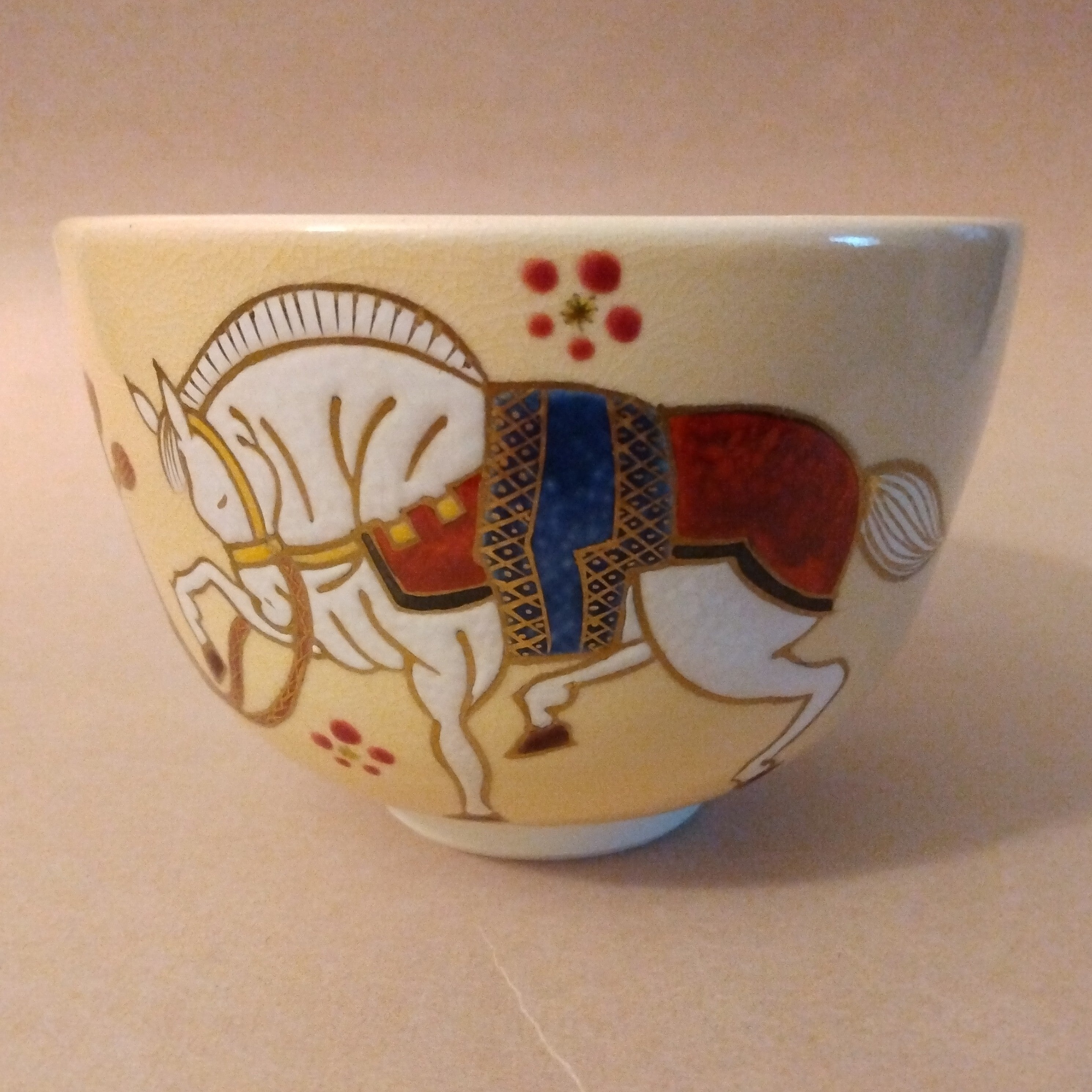 Vintage Horse Tea Bowl; Eto Uma Chawan, Kyo-yaki by Kato Eizan, Kyoto