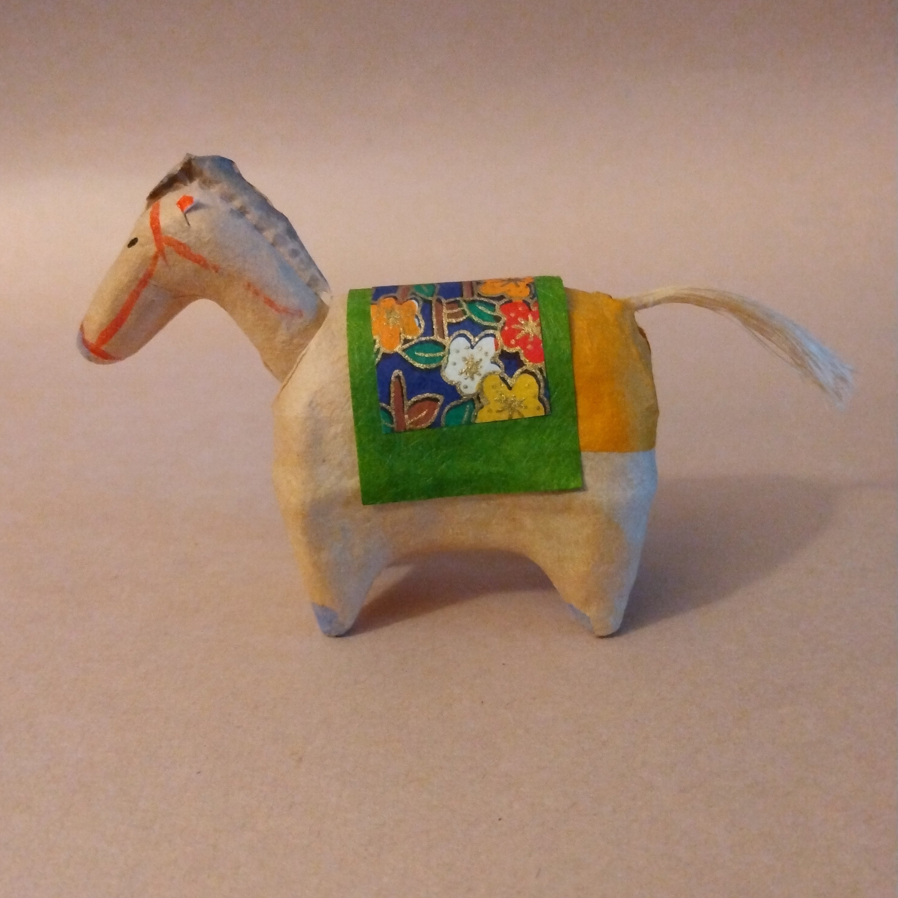 Sendai Hariko Papier-Mache Doll of Uma (Horse), Takahashi Workshop, Vintage, ca. 2002