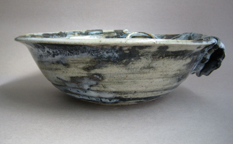 20% to Wajima Earthquake Relief - Serving Bowl with Sculpted Leaves, Grapes, and Vines by Sachiko Furuya.