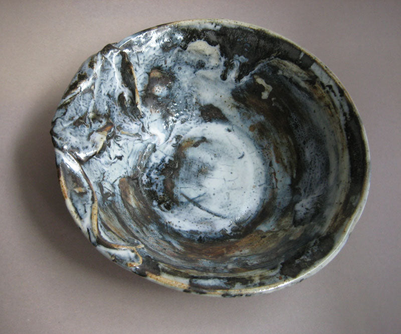 20% donated to Maui Wildfire Relief - Serving Bowl with Sculpted Leaves, Grapes, and Vines by Sachiko Furuya.