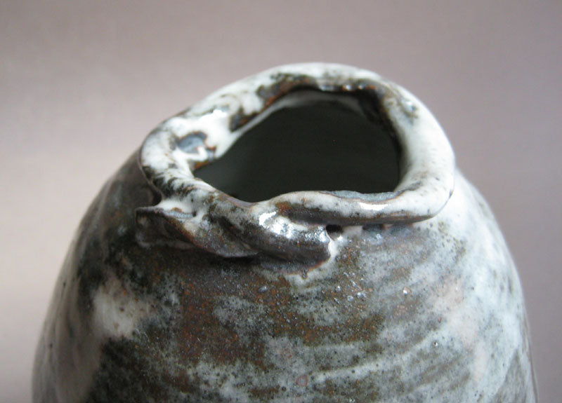 20% donated to Maui Wildfire Relief - Blue-Gray Vase with braided "rope" rim, by Sachiko Furuya