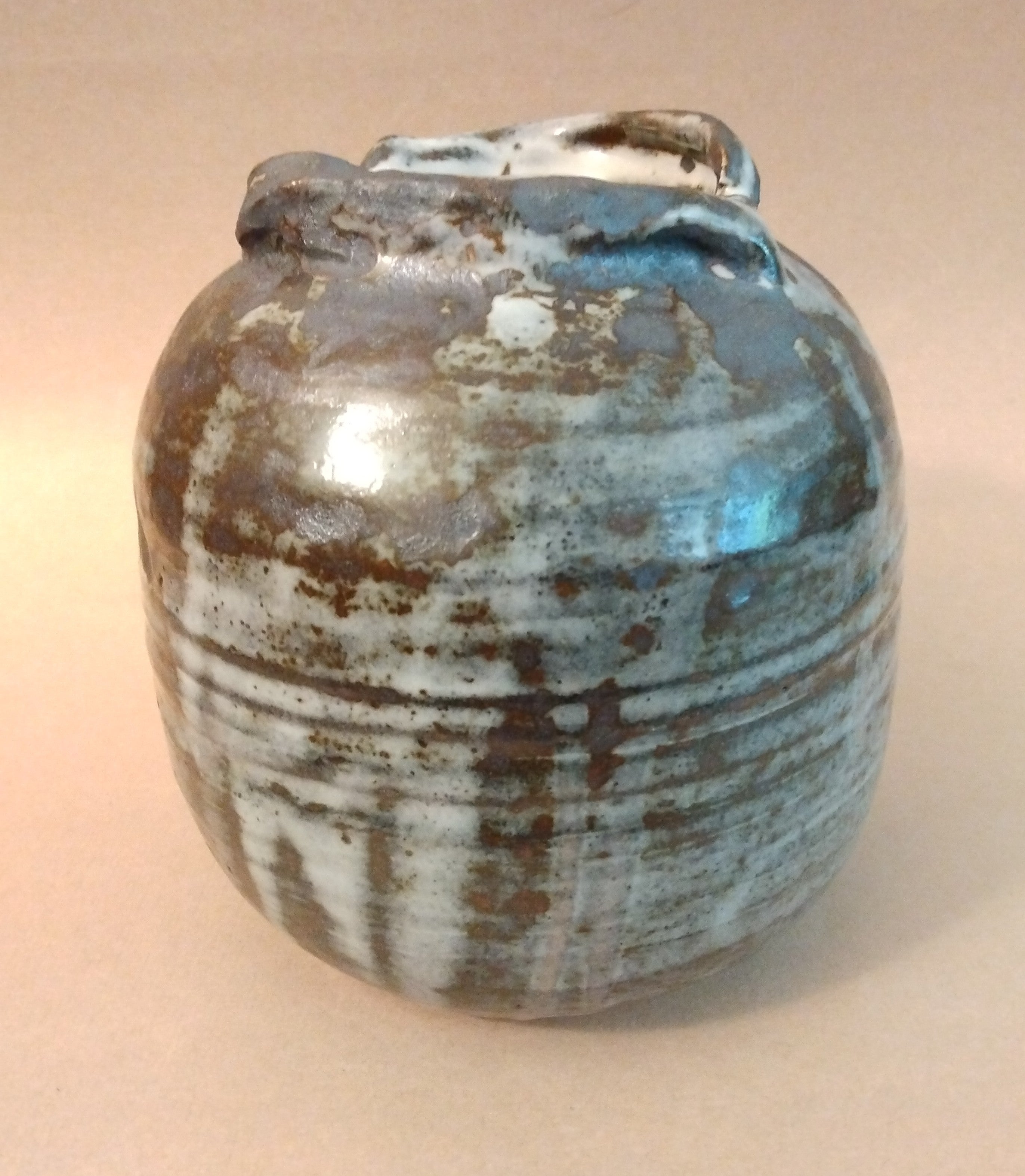 20% donated to Maui Wildfire Relief - Blue-Gray Vase with folded rim, by Sachiko Furuya