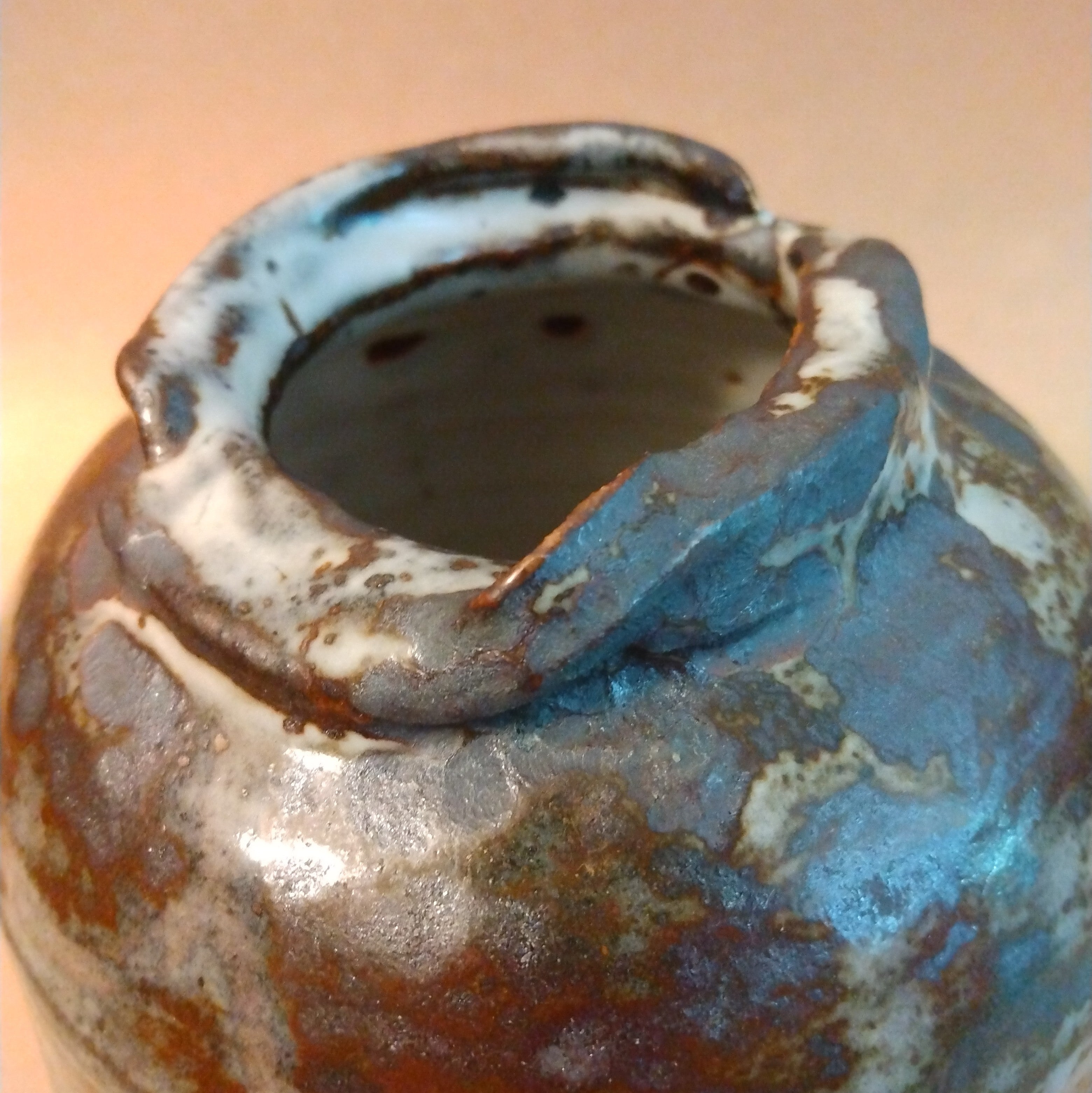 20% donated to Maui Wildfire Relief - Blue-Gray Vase with folded rim, by Sachiko Furuya