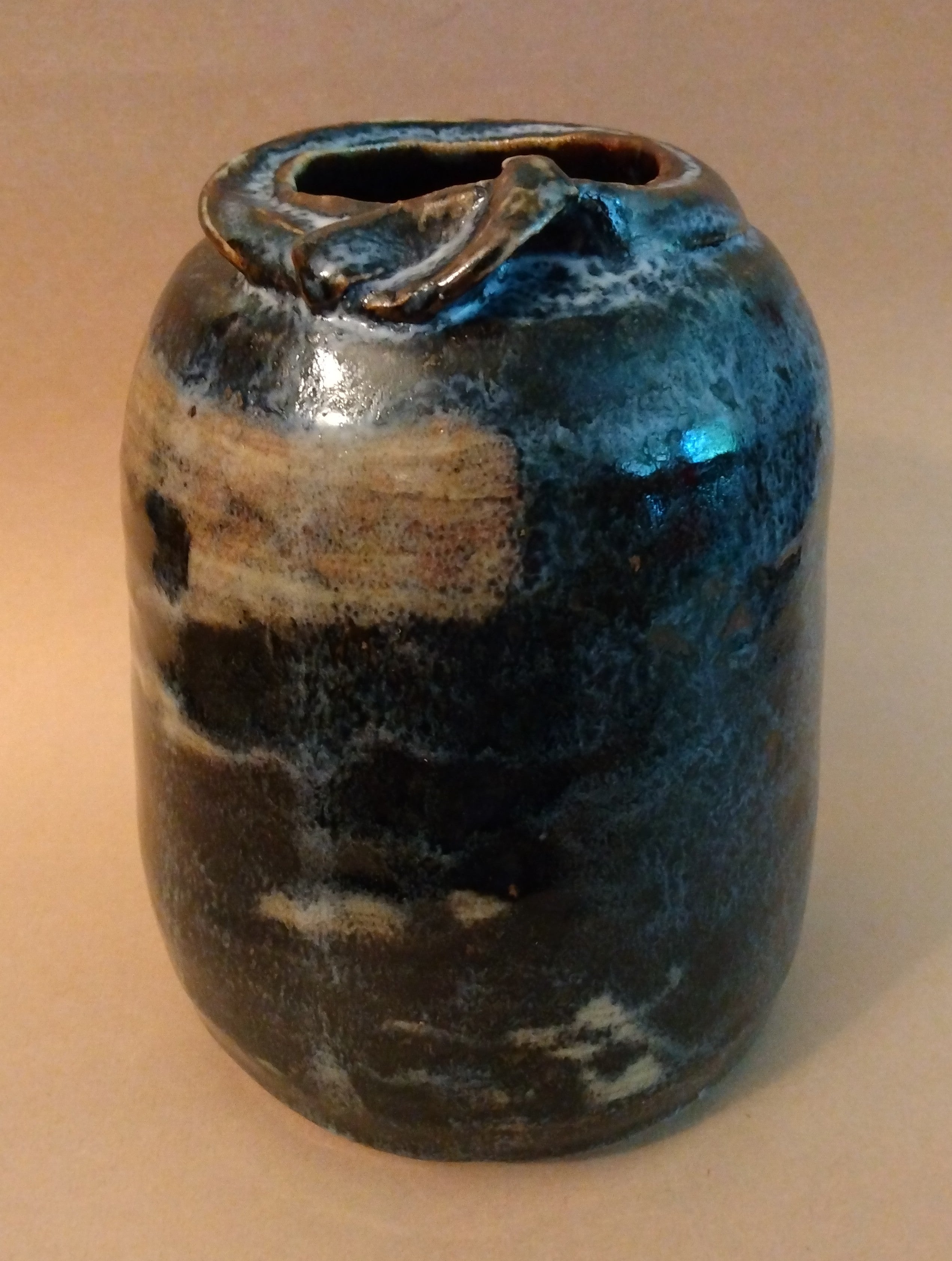 20% donated to Maui Wildfire Relief - Blue-Gray Vase with folded rim, by Sachiko Furuya