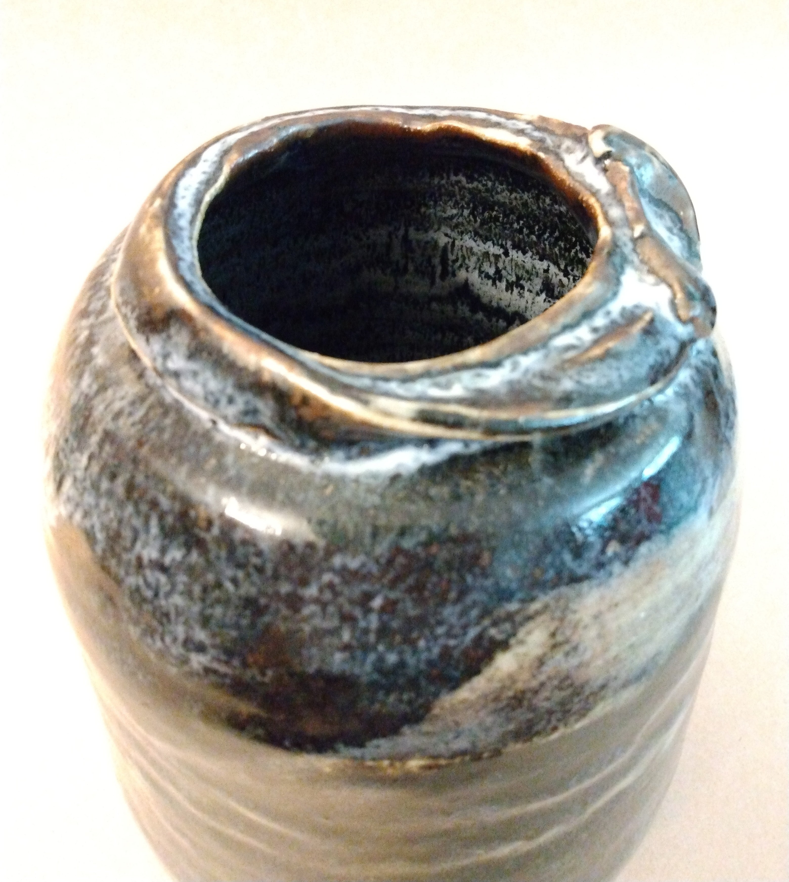 20% donated to Maui Wildfire Relief - Blue-Gray Vase with folded rim, by Sachiko Furuya