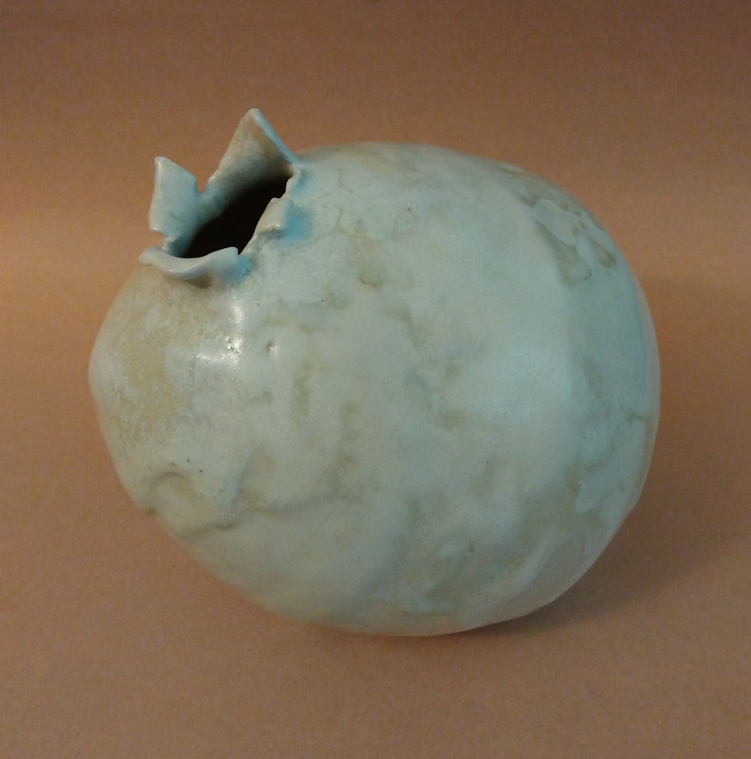 20% donated to Maui Wildfire Relief - White Shino Vase with Torn Opening by Sachiko Furuya