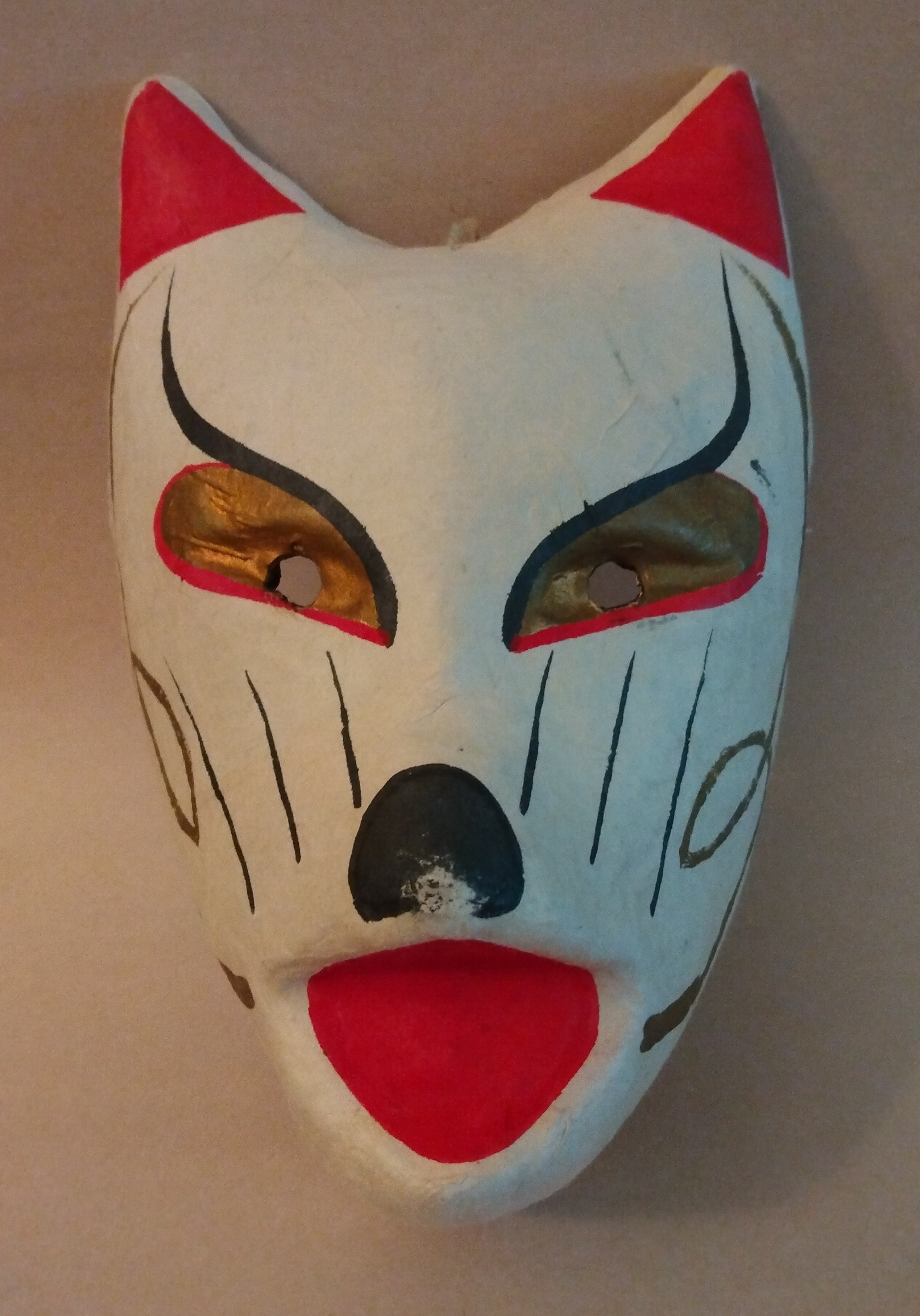 Kitsune Hariko Men, Papier Mache Fox Mask; Thiel Collection